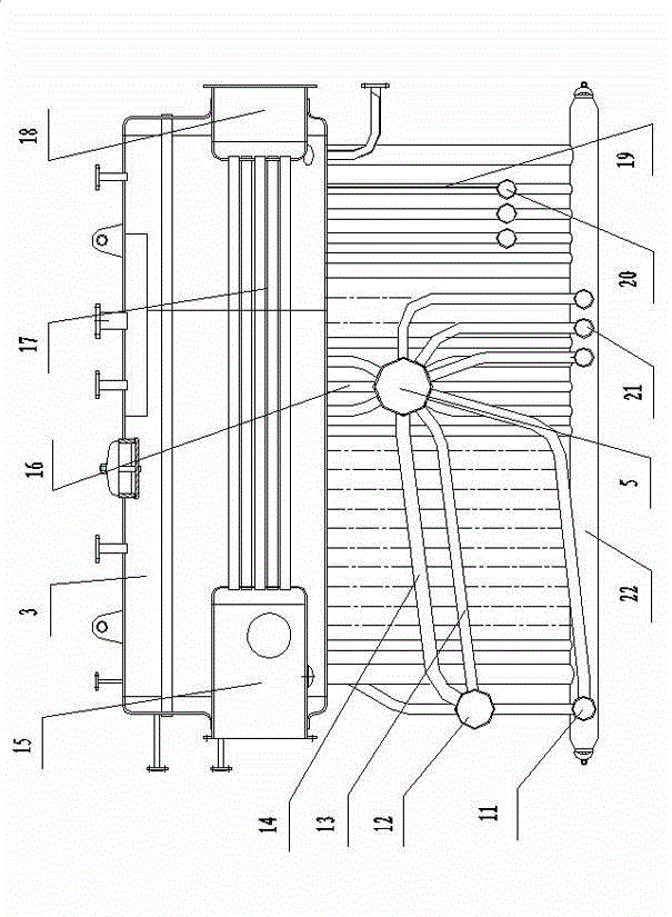 Longitudinally arranged type back-burning energy-saving single-drum horizontal type boiler