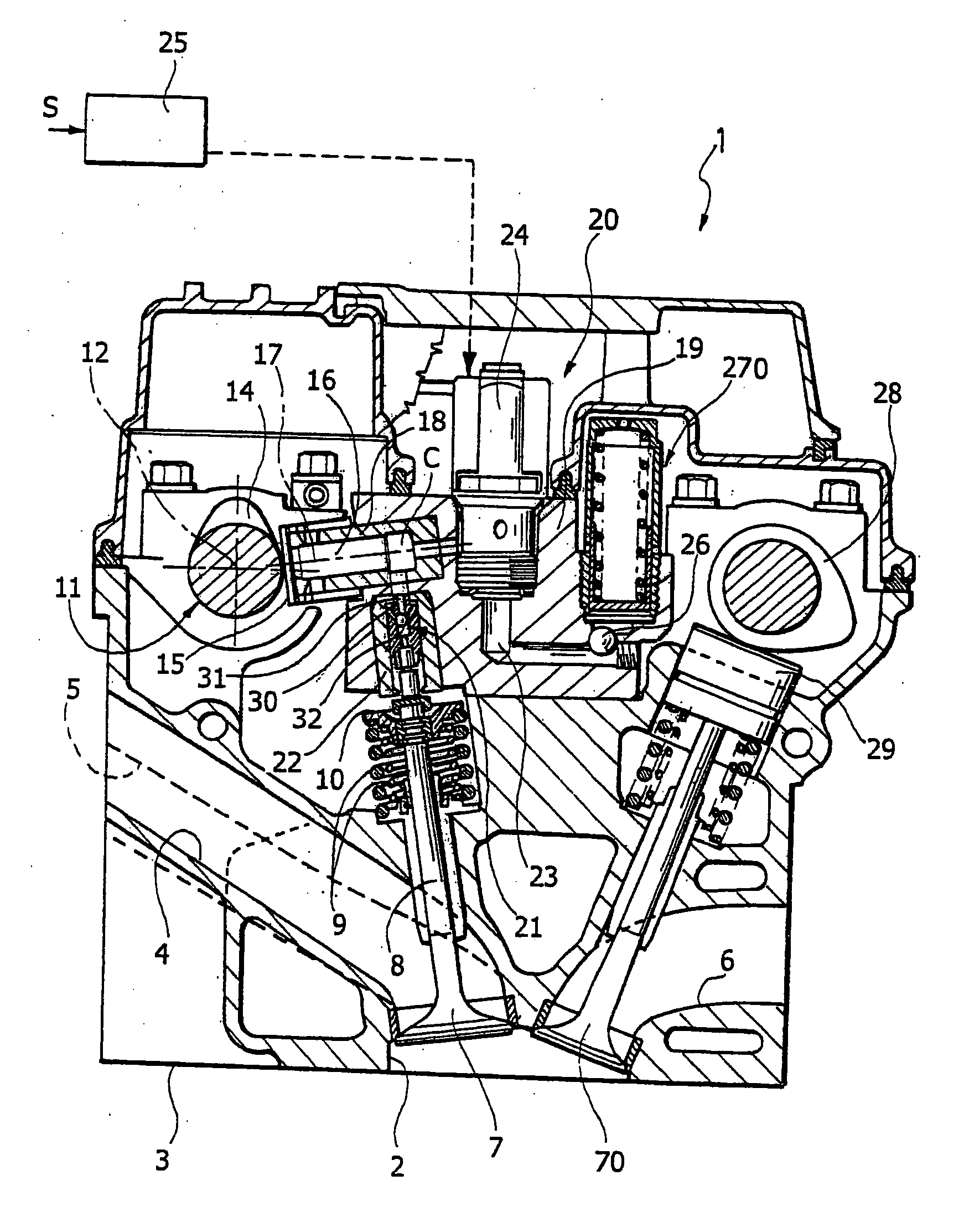 Internal combustion engine with valves with variable actuation which are driven by a single pumping piston and controlled by a single solenoid valve for each engine cylinder