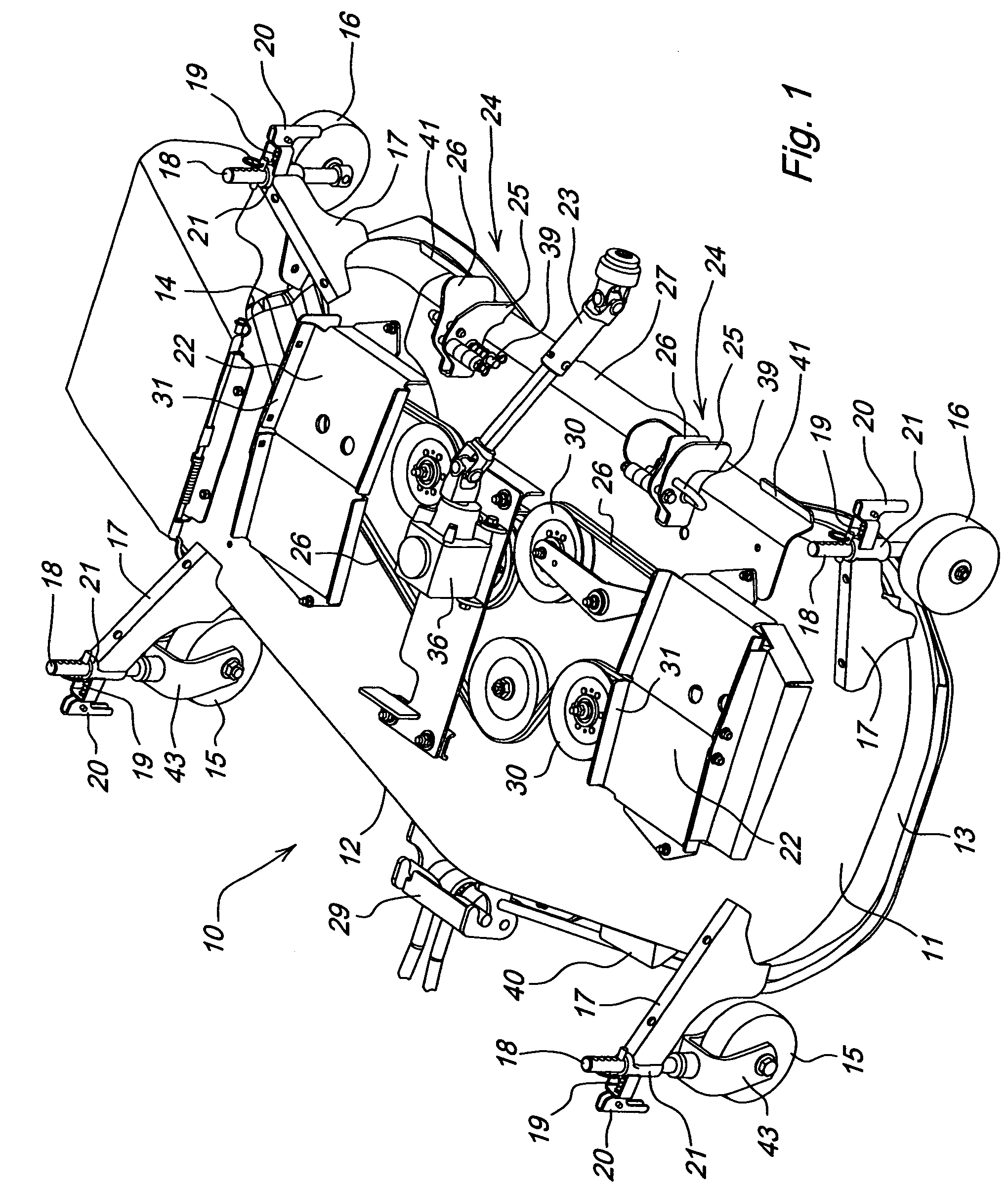 Drive over mower deck