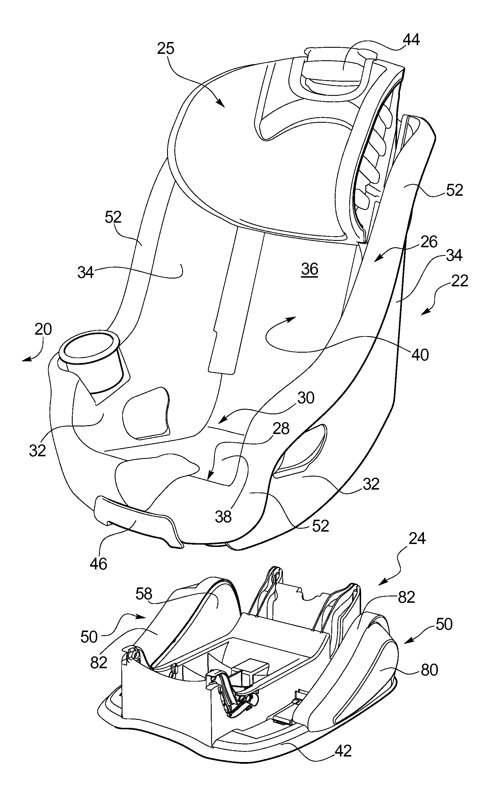 Child Safety Seat with Side Impact Energy Redirection