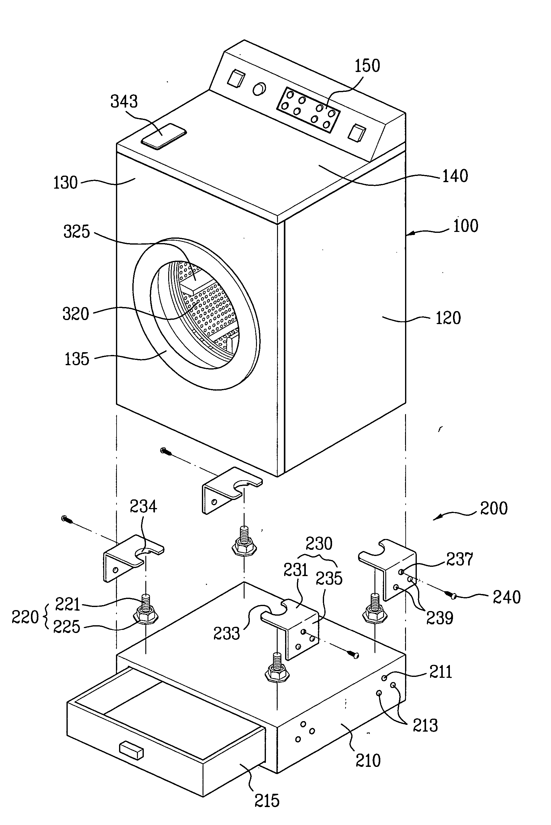 Pedestal assembly of washing machine