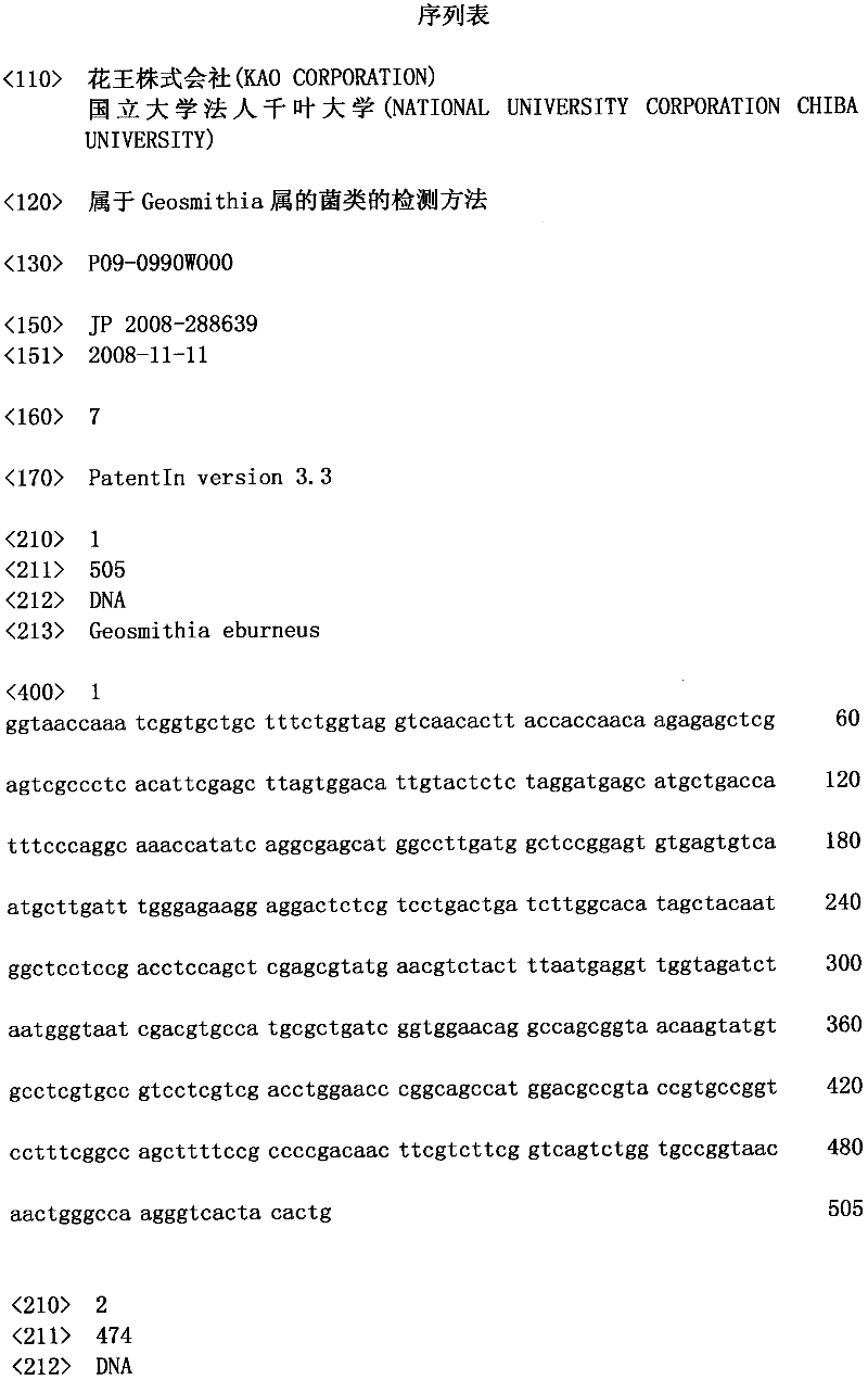 Method for detection of fungi belonging to the genus Geosmithia