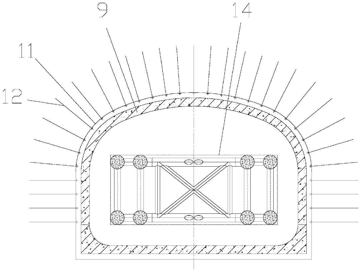 Large section inclined tunnel type arc seat structure for arch bridge and construction method thereof