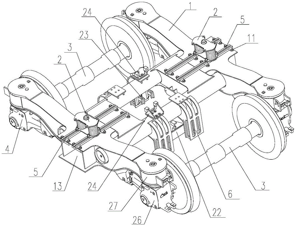 Bogie secondary suspension device and bogie