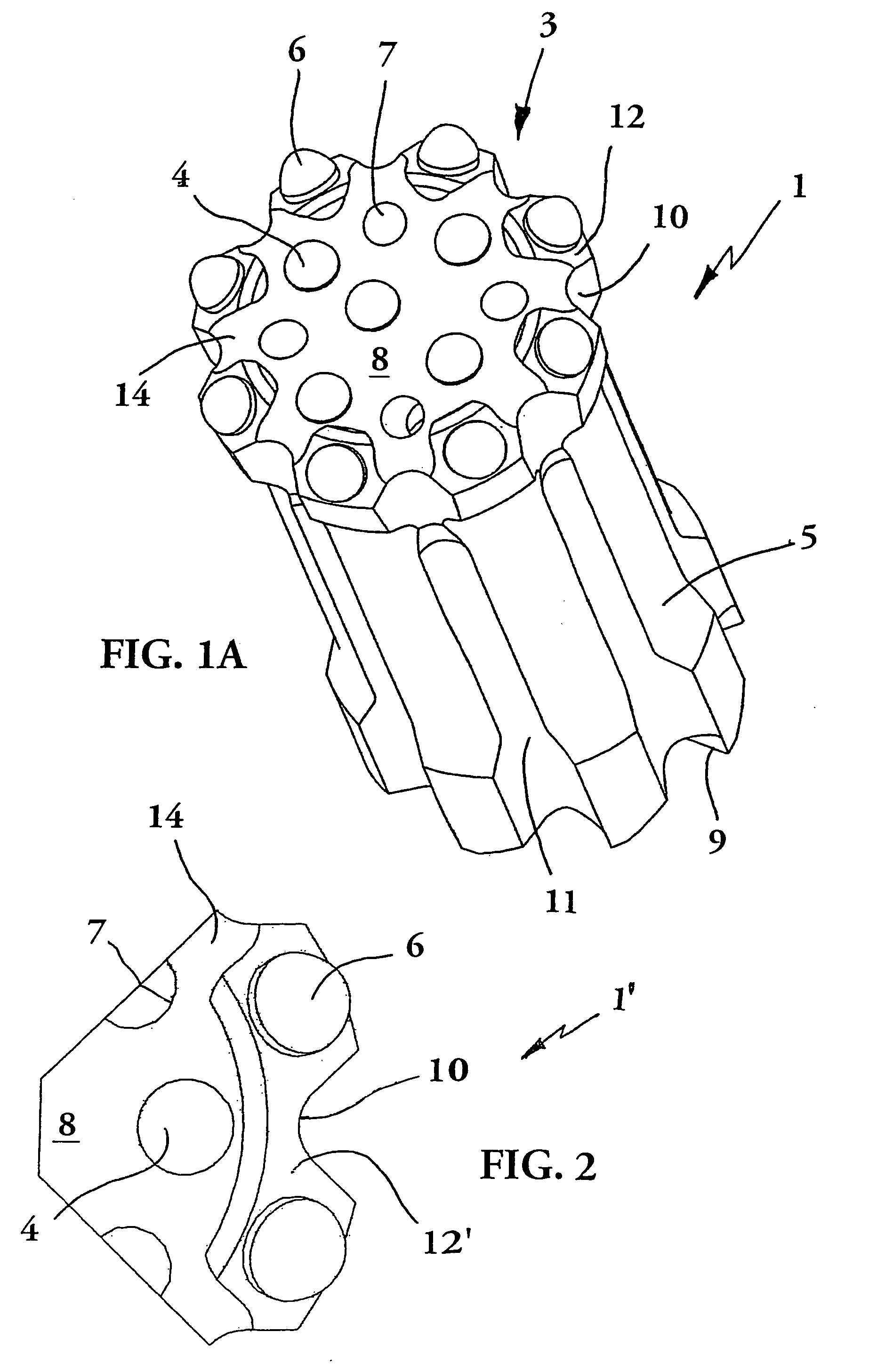 Rock drill bit having outer and inner rock-crushing buttons