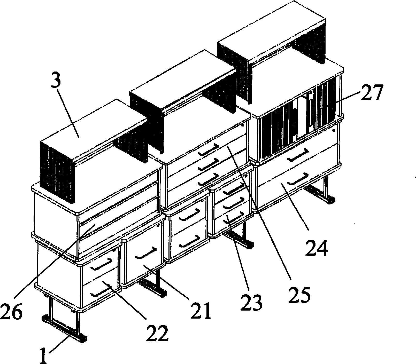 Combined file cabinet