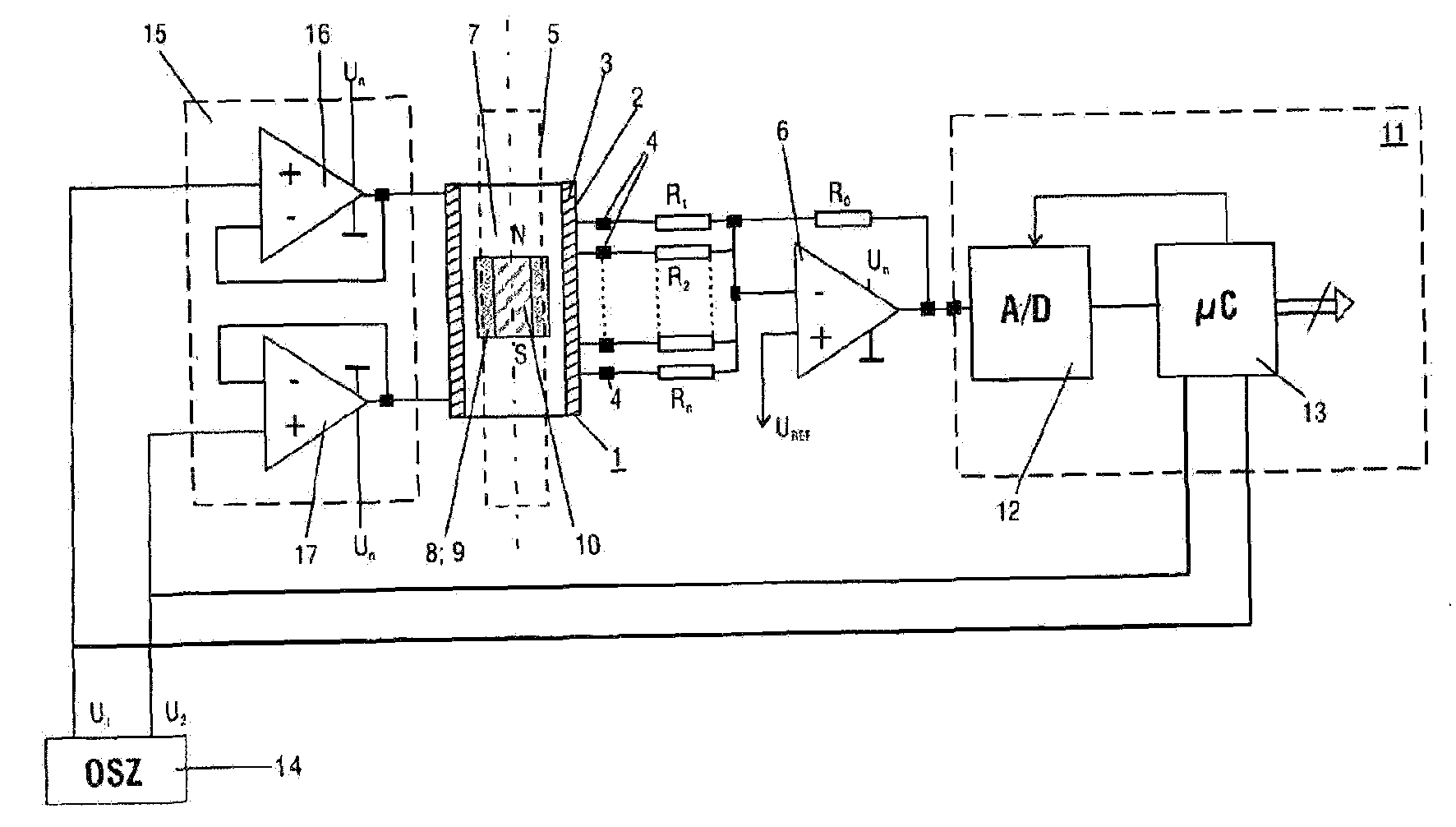 Device and method for detecting the position and the velocity of a test object