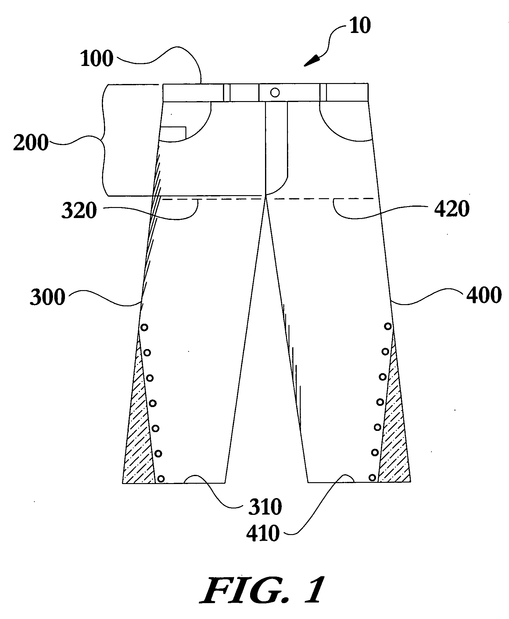 Adjustable leg width trousers