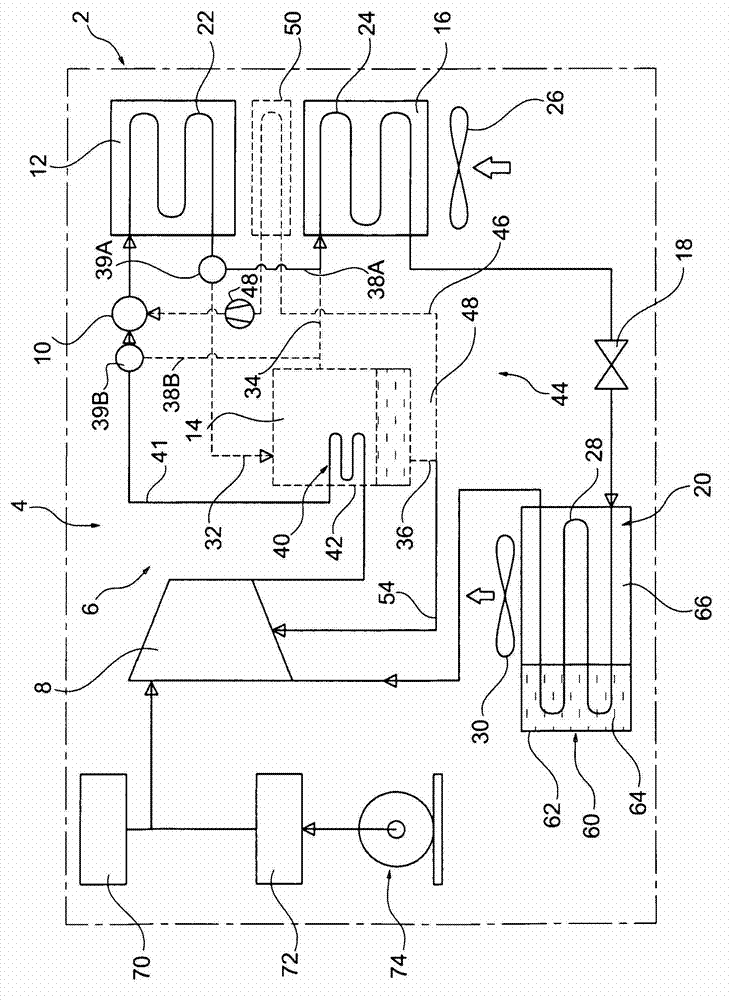 Method of cooling air in a vehicle and air conditioning system for a vehicle