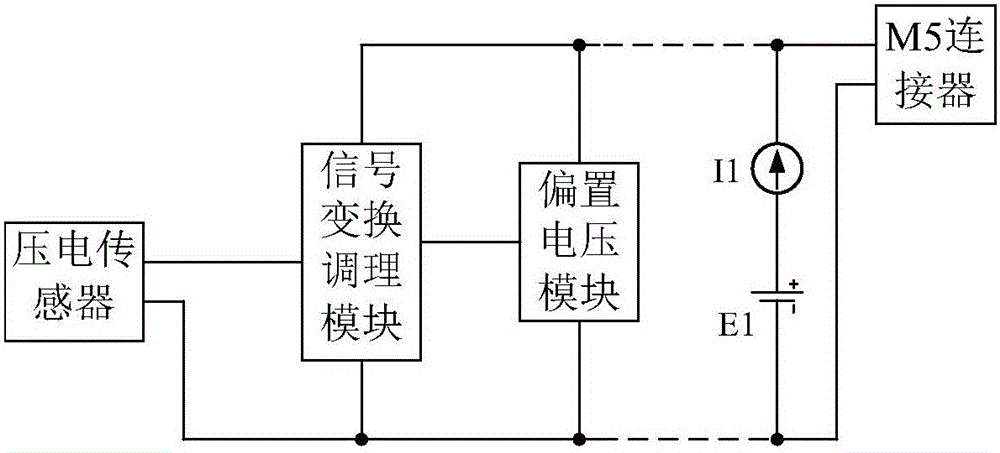 Piezoelectric acceleration sensor signal conversion circuit excited by current source