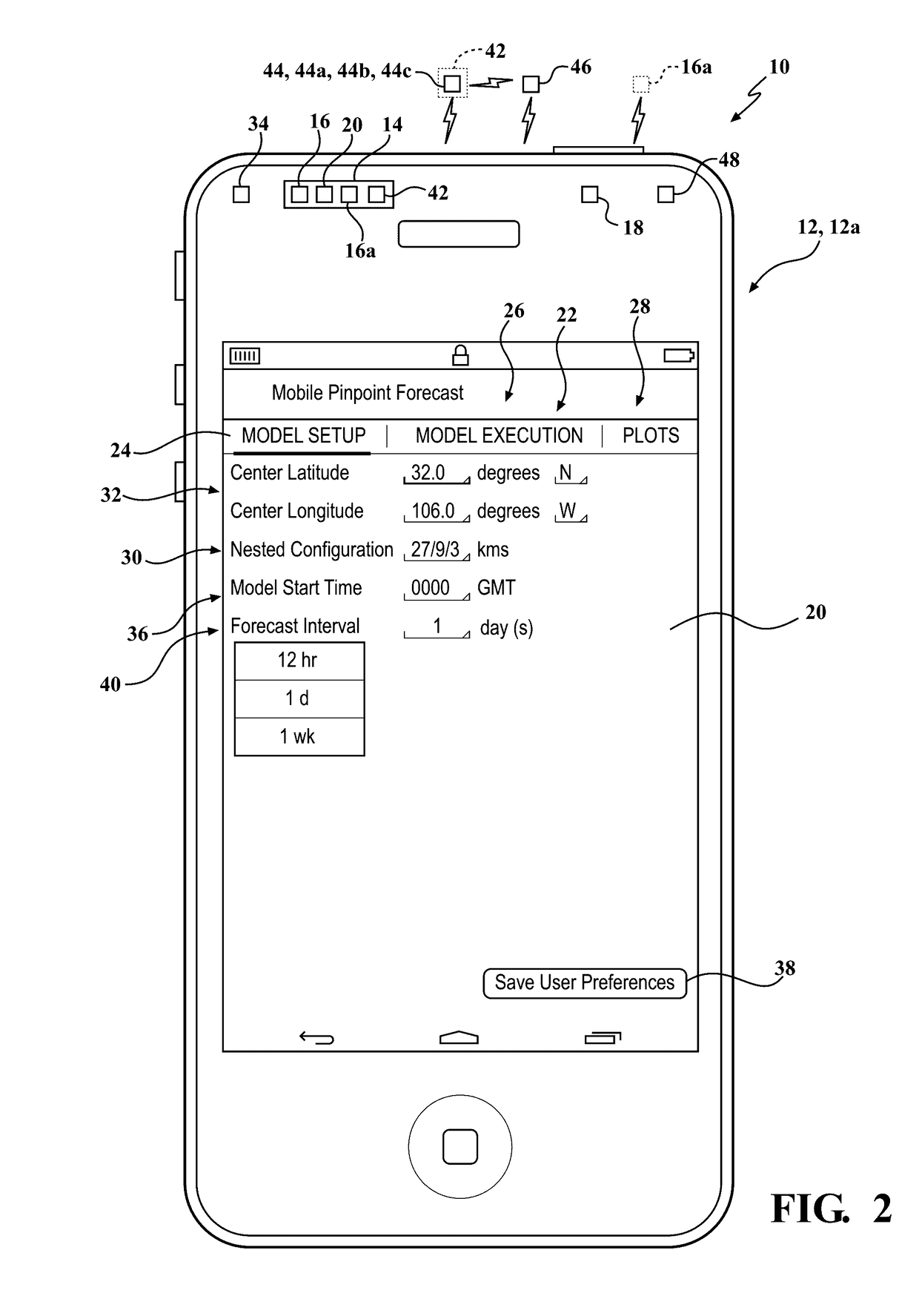 Device and system for generating a weather forecast for a selected zone