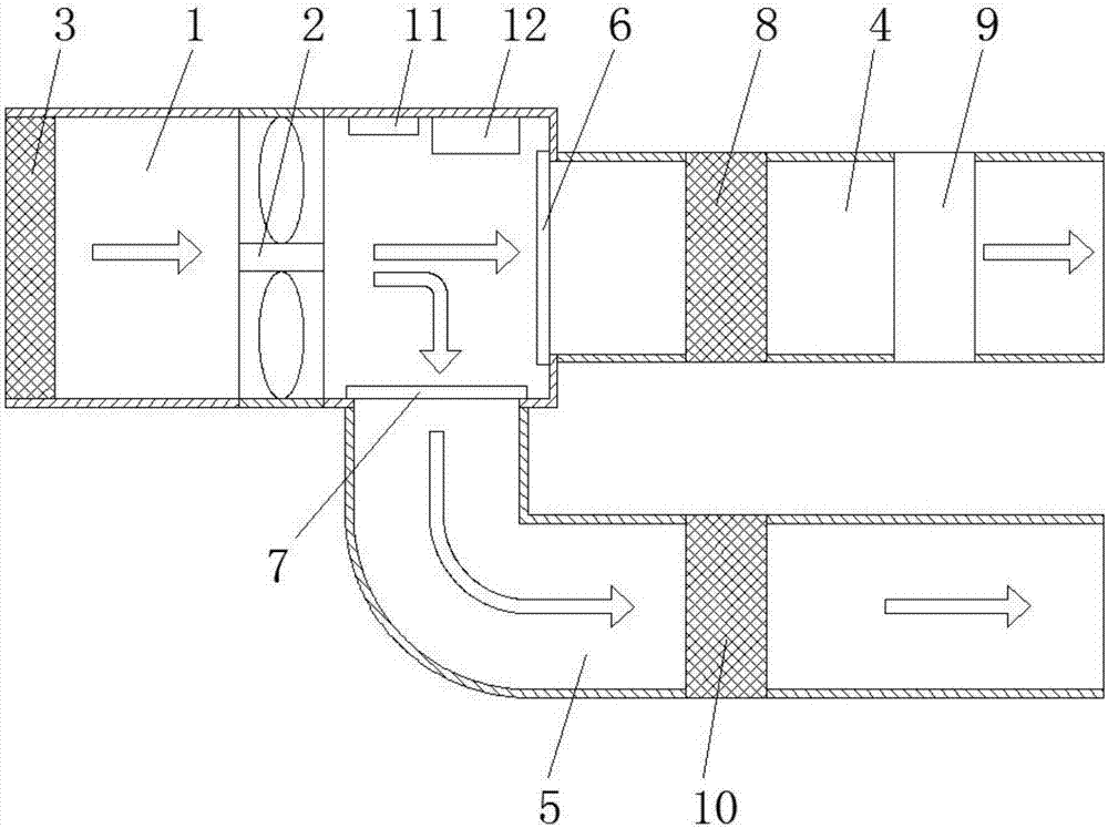 Automatically switched air filtering device