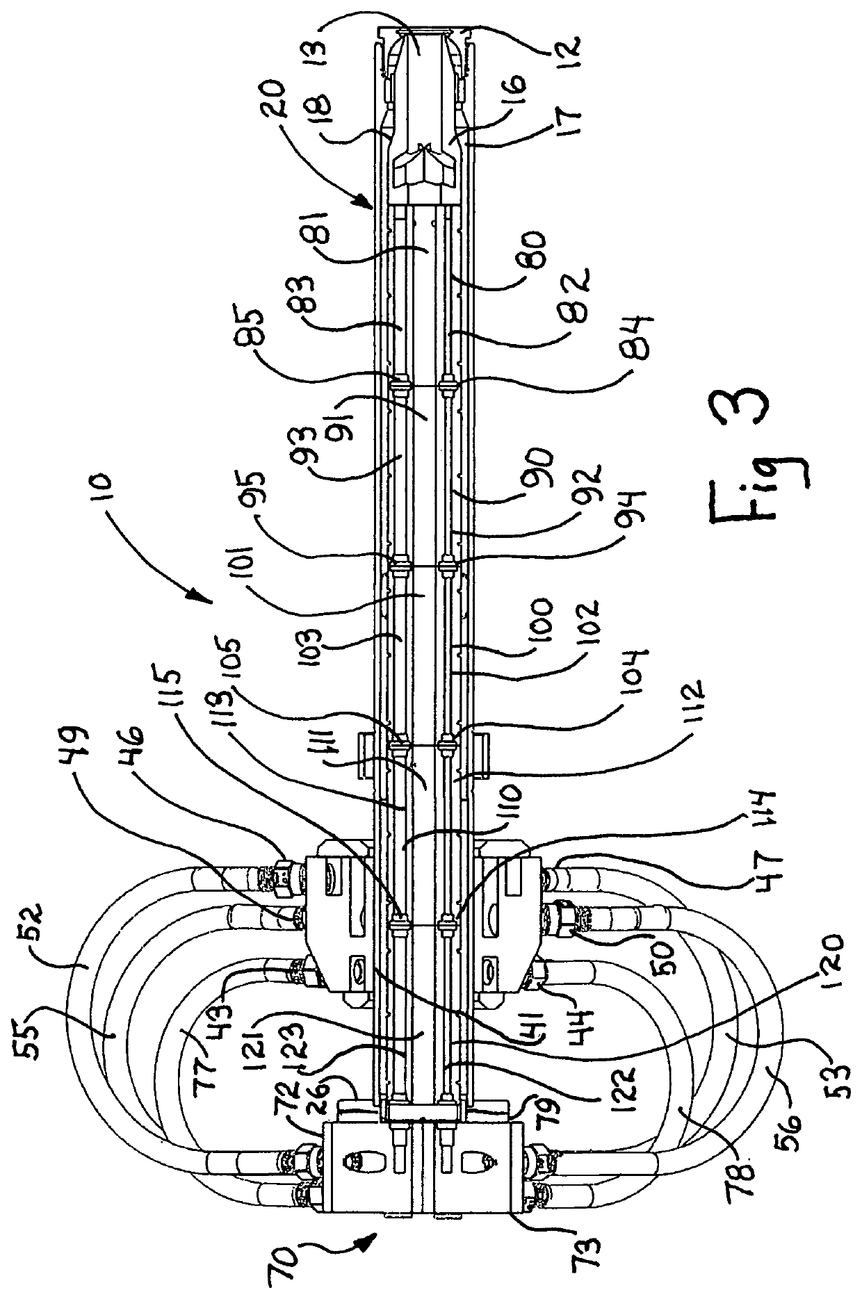 Radially acting aftercooler for horizontal continuous casting