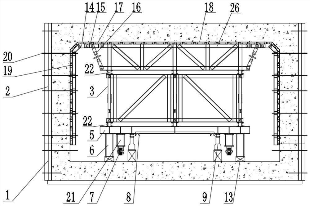 Walking type pipe gallery formwork supporting device