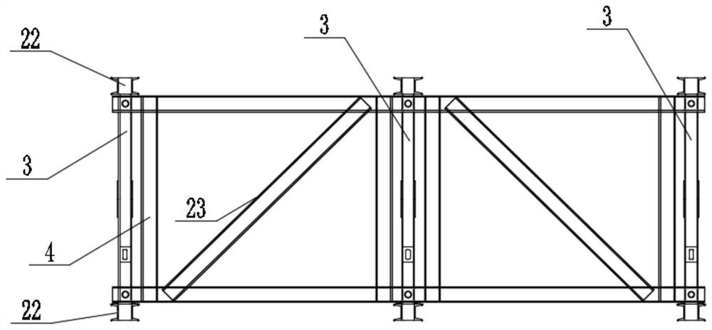 Walking type pipe gallery formwork supporting device