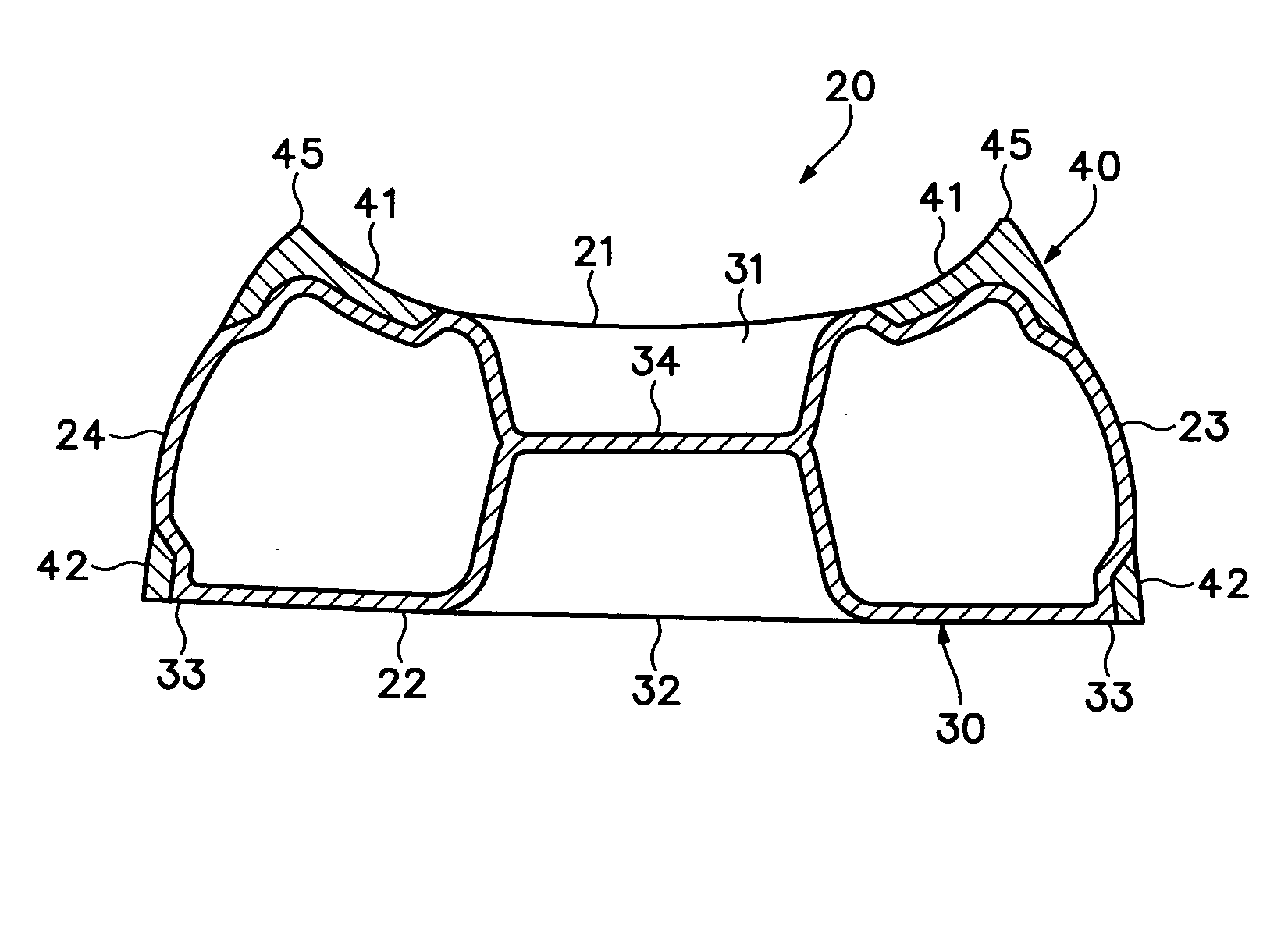 Fluid-filled baldder with a reinforcing structure