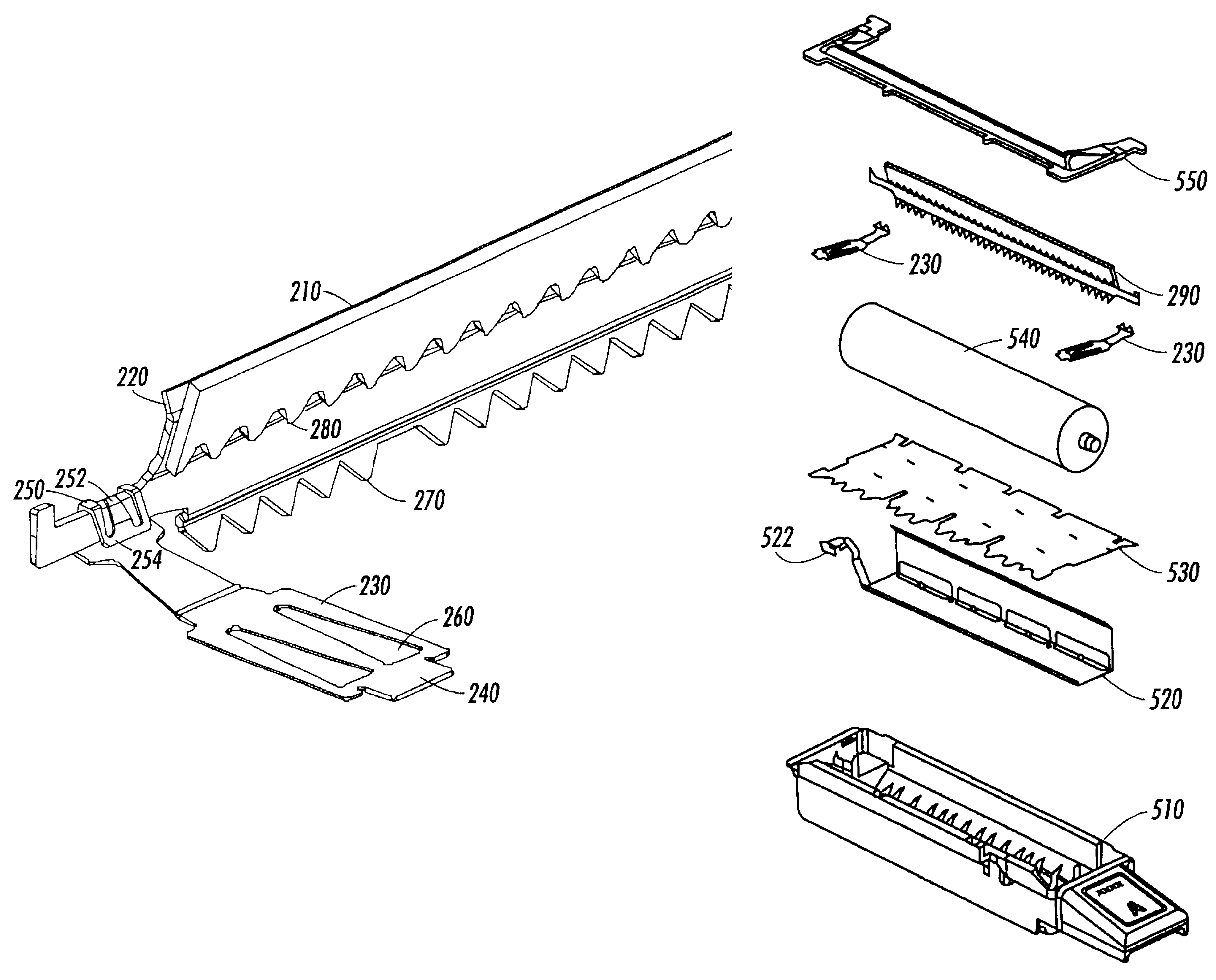 Metering blade suspension system