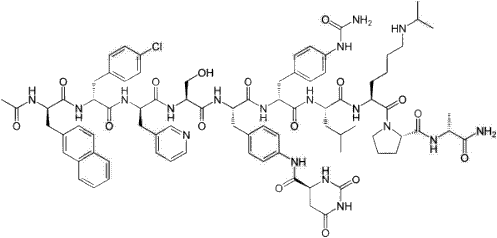 Method for preparing degarelix by using solid and liquid combination