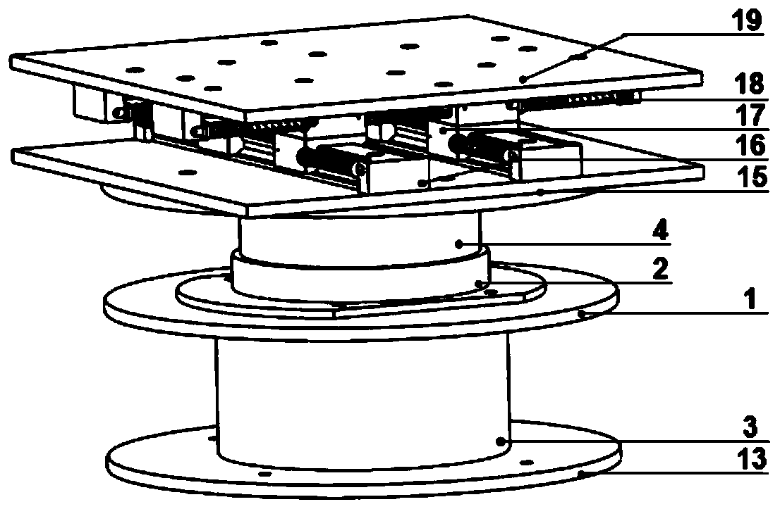 Linear guide rail-bearing type motion decoupling three-dimensional vibration isolation support