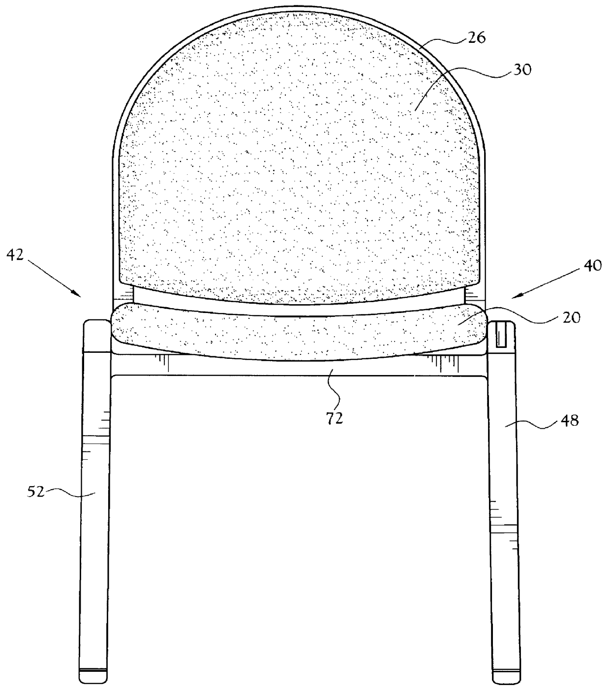 Stackable leg-over-leg ganging chair