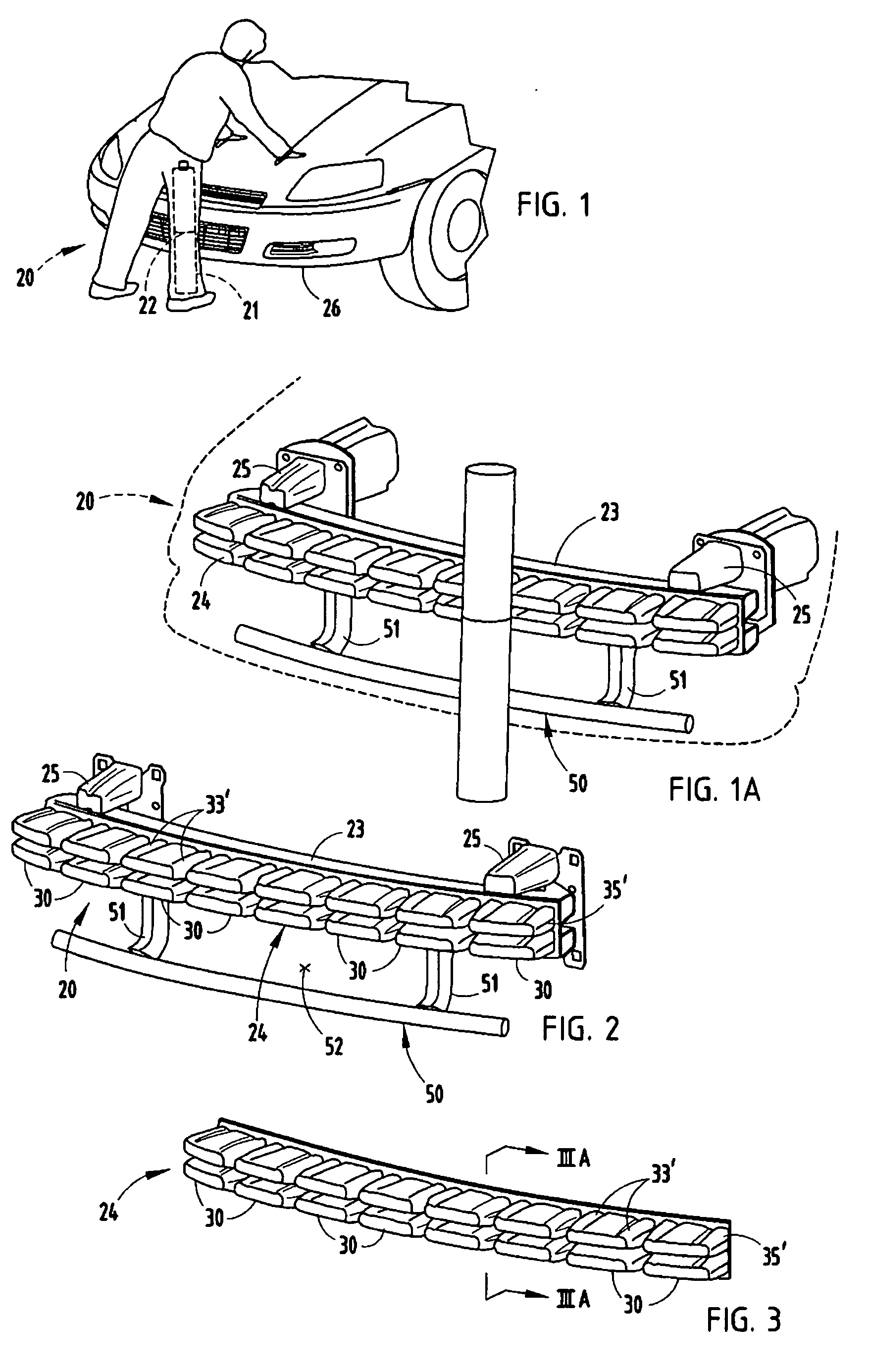 Bumper for pedestrian impact having thermoformed energy absorber