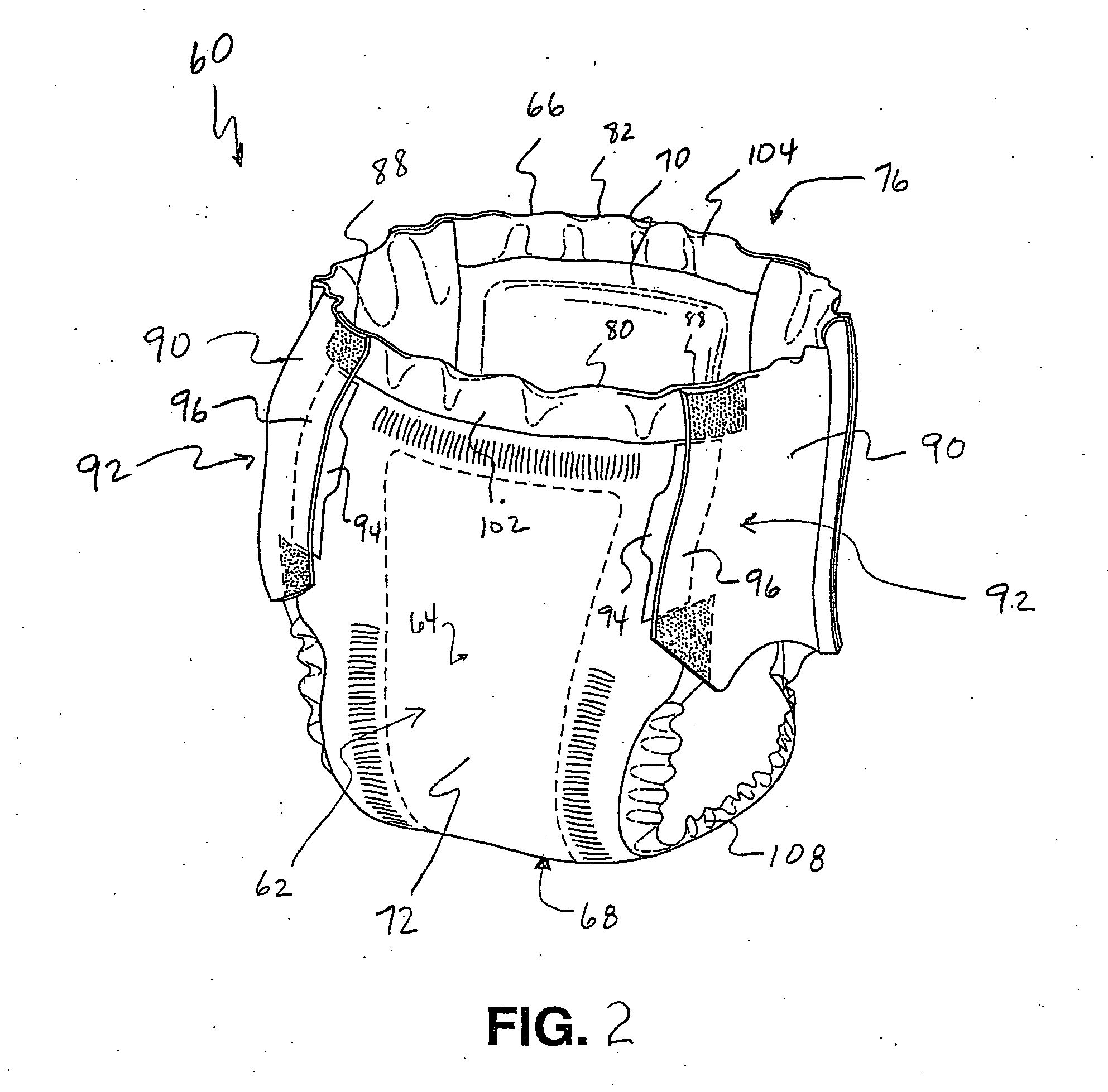 Zoned absorbent structures and process for producing same