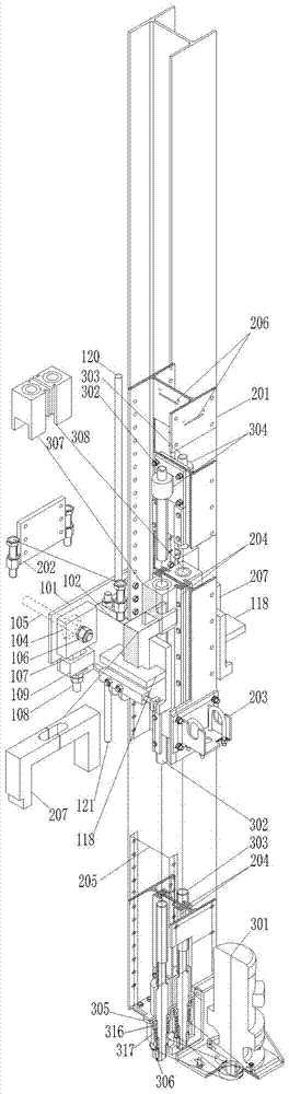 Three-dimensional centered steel single guide rail double screw rod attached scaffolding special lifting anti-fall machine