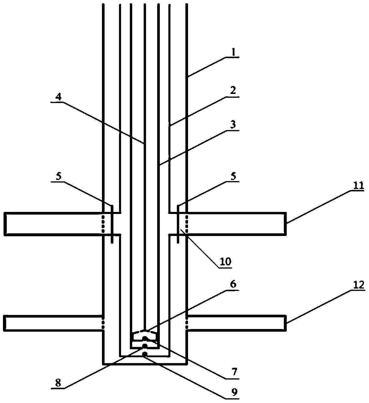 Coal bed methane vertical well double-layer partial pressure combined production method and its device