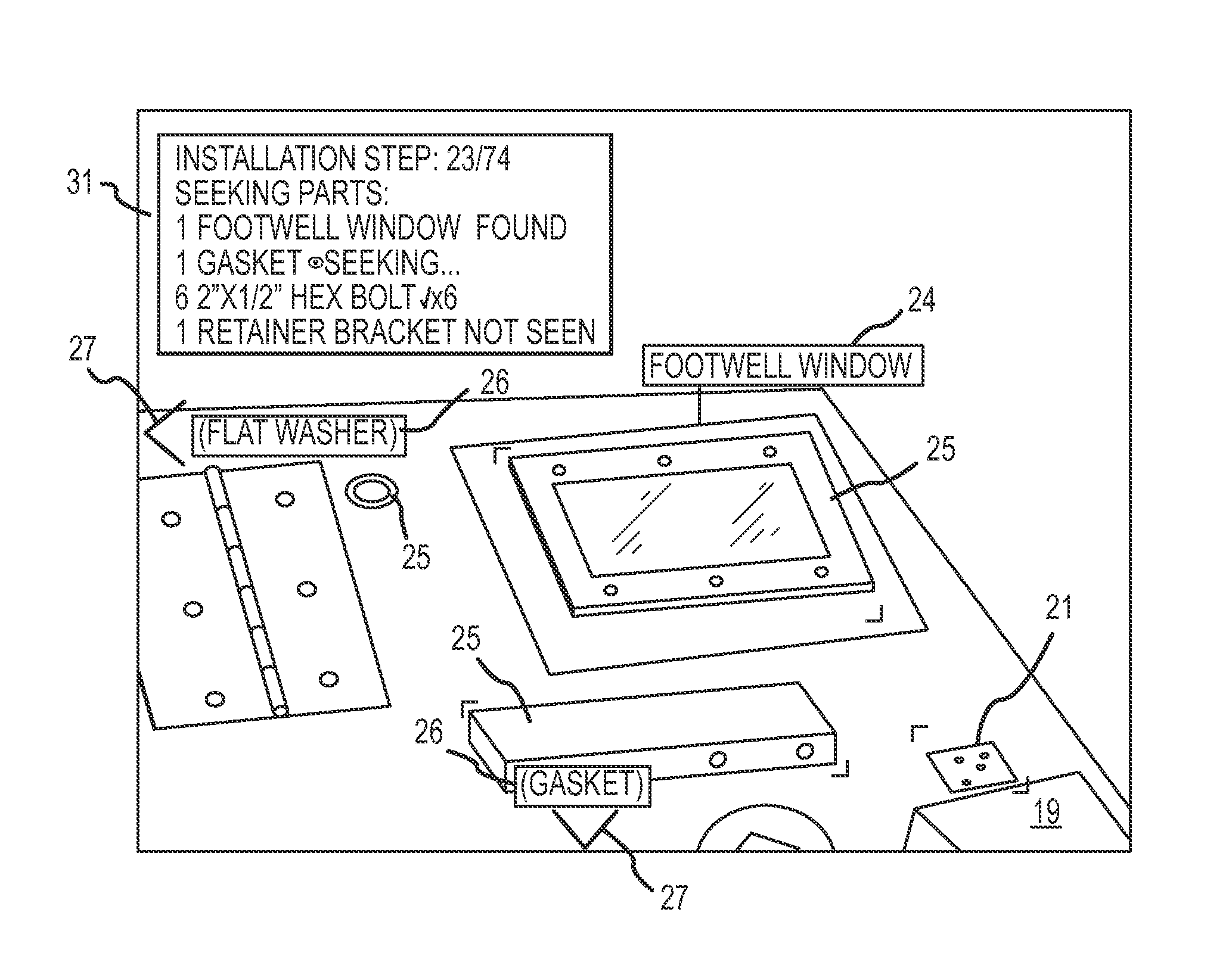 Augmented reality (AR) system and method for tracking parts and visually cueing a user to identify and locate parts in a scene