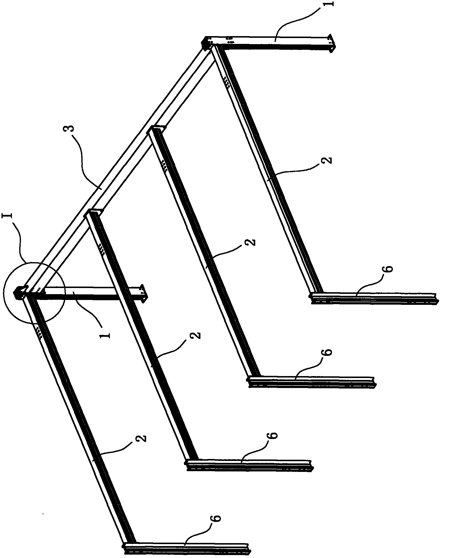 Connecting structure of nested-type composite sectional material