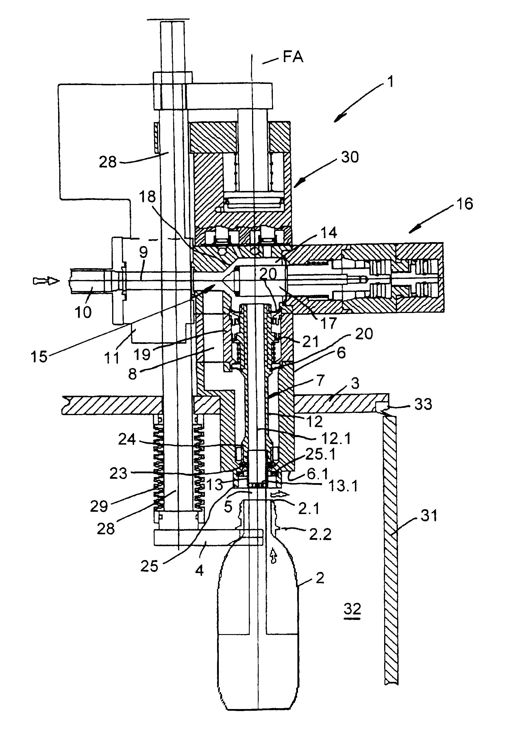 Beverage bottling plant having a filling machine with multiple beverage filling elements, a filling machine with multiple beverage filling elements, a filling element and related method