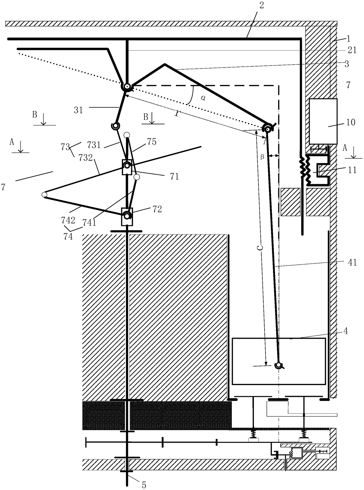 Variable displacement piston driving mechanism, design method and driving device