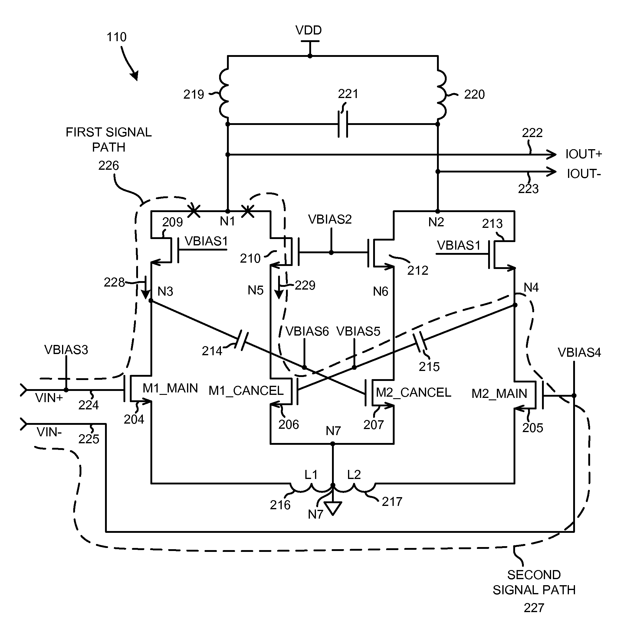 Low noise and low input capacitance differential mds lna