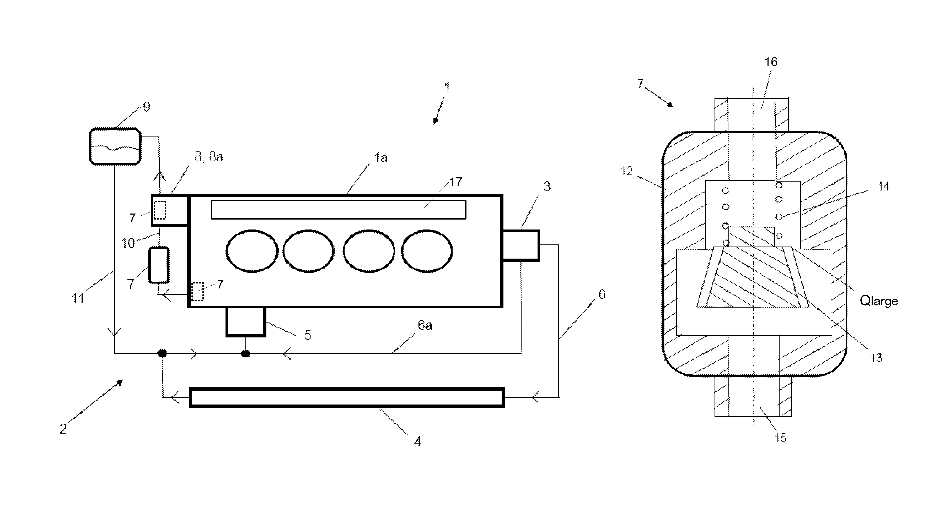 Liquid-cooled internal combustion engine with afterrun cooling, and method for operating an internal combustion engine of said type