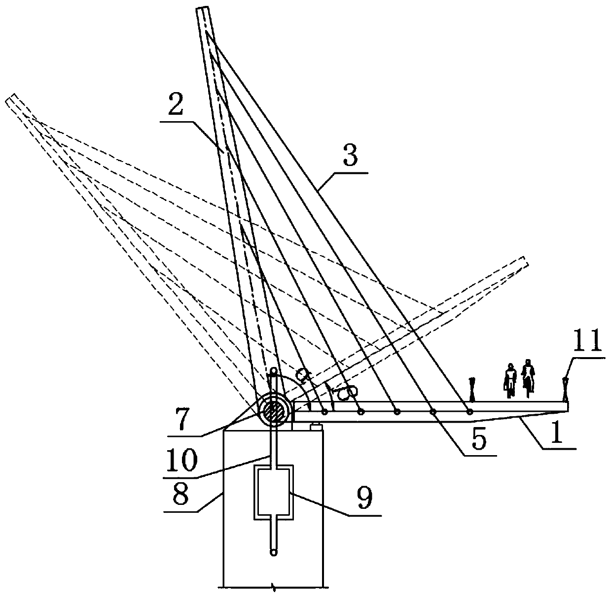 Bridge deck openable swing type inclined tied arch bridge