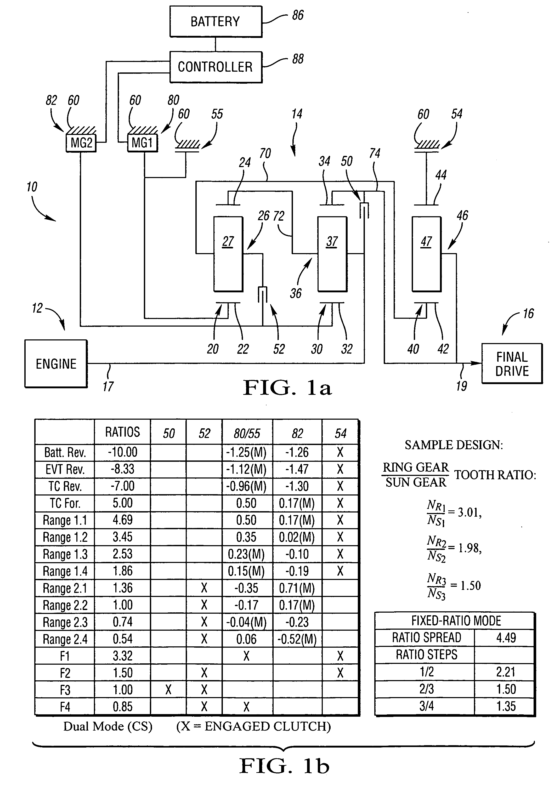 Electrically variable transmission having three interconnected planetary gear sets, two clutches and at least two brakes