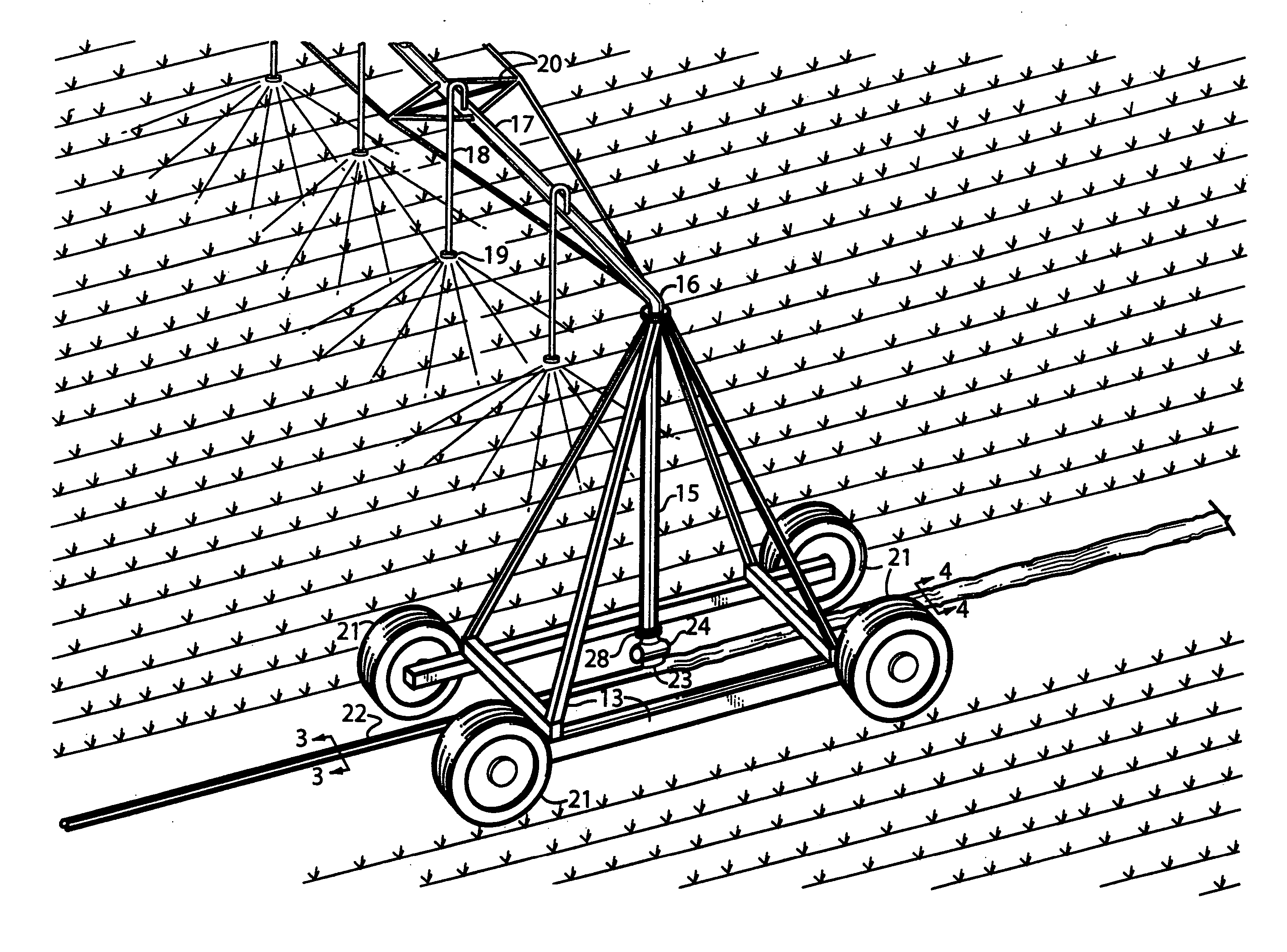 Water supply system for a linearly moving sprinkler irrigation system