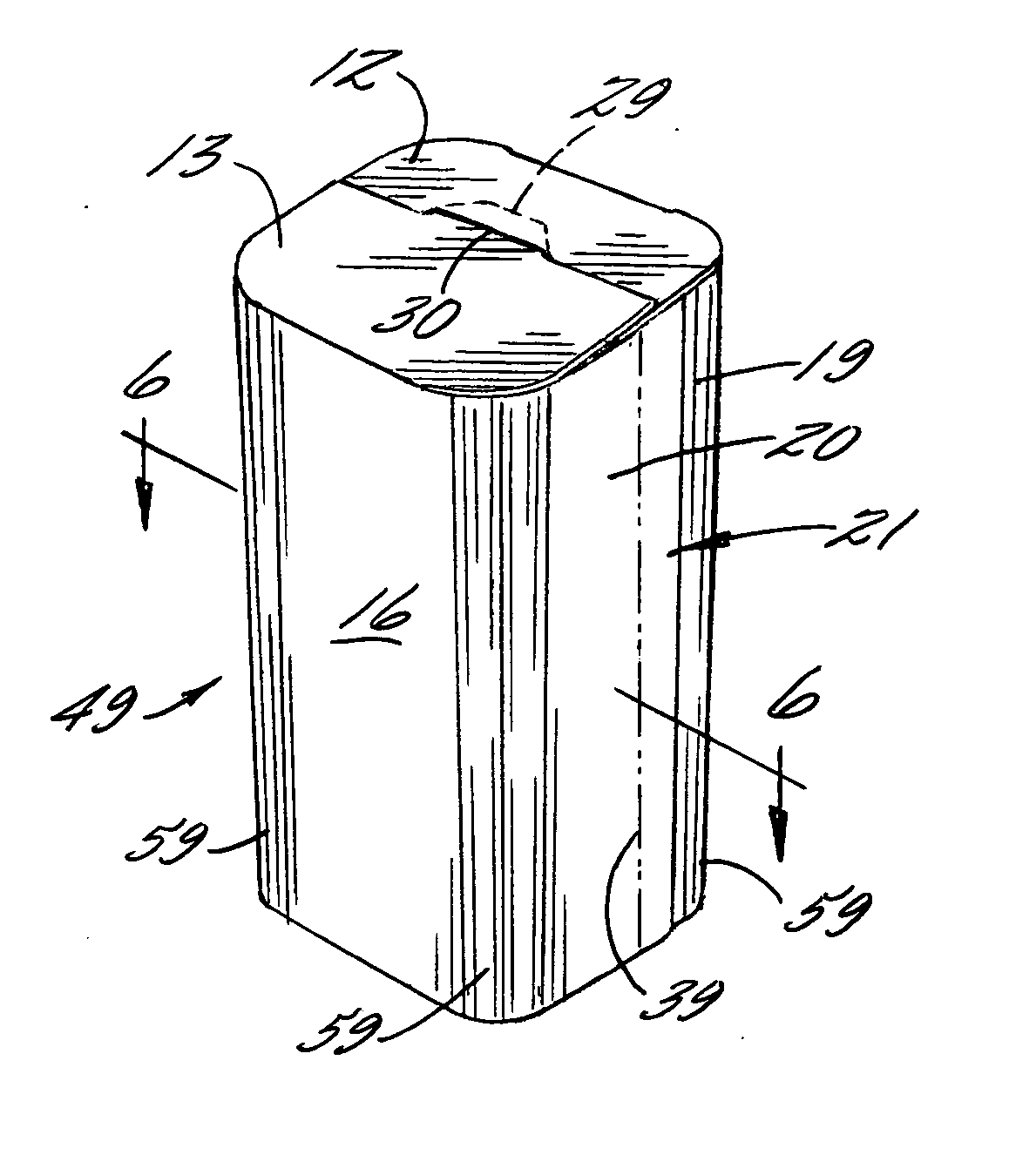 Blank capable of forming a container having rounded corners