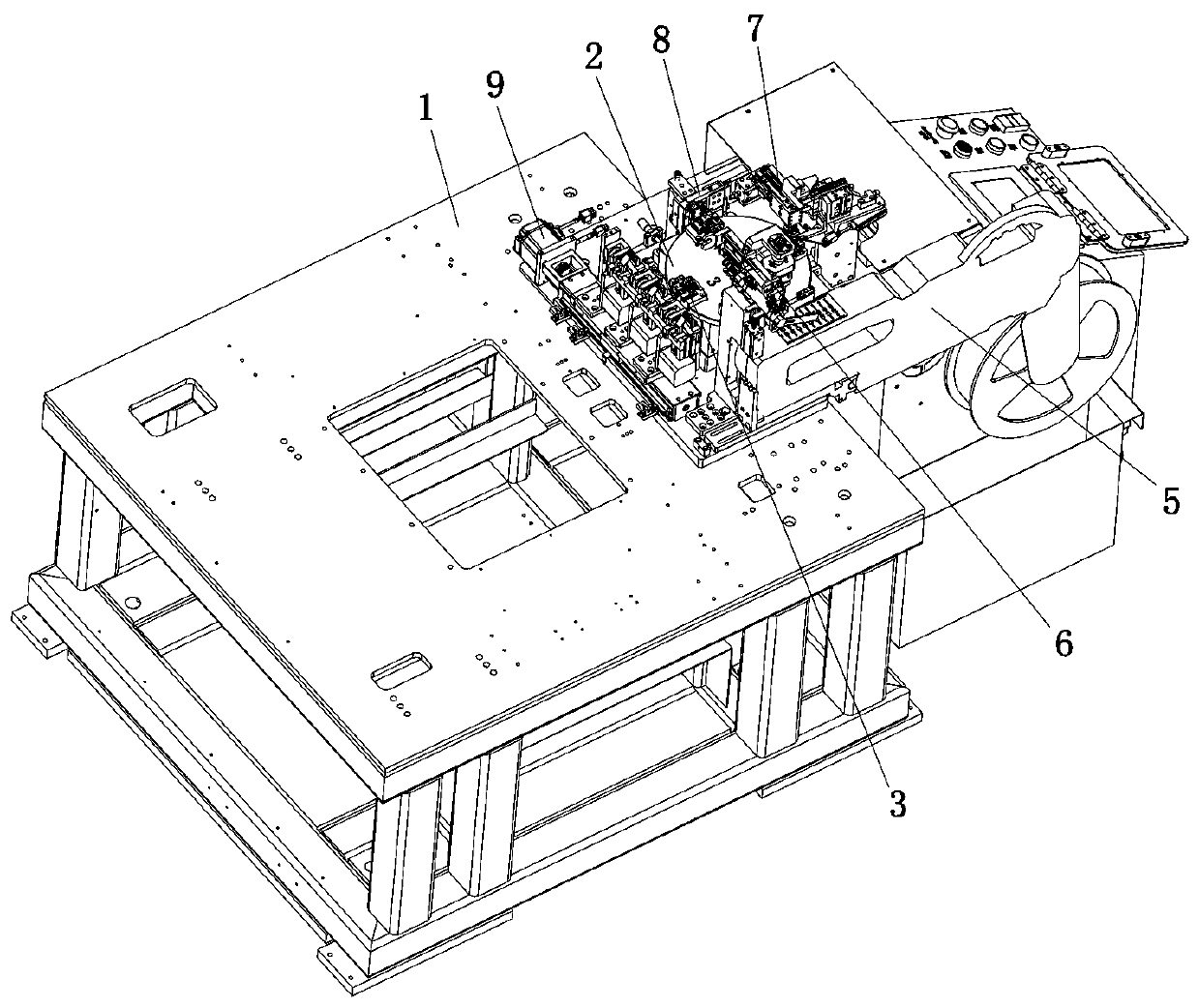 Automatic forming shear pin device for electronic parts and components and process of automatic forming shear pin device