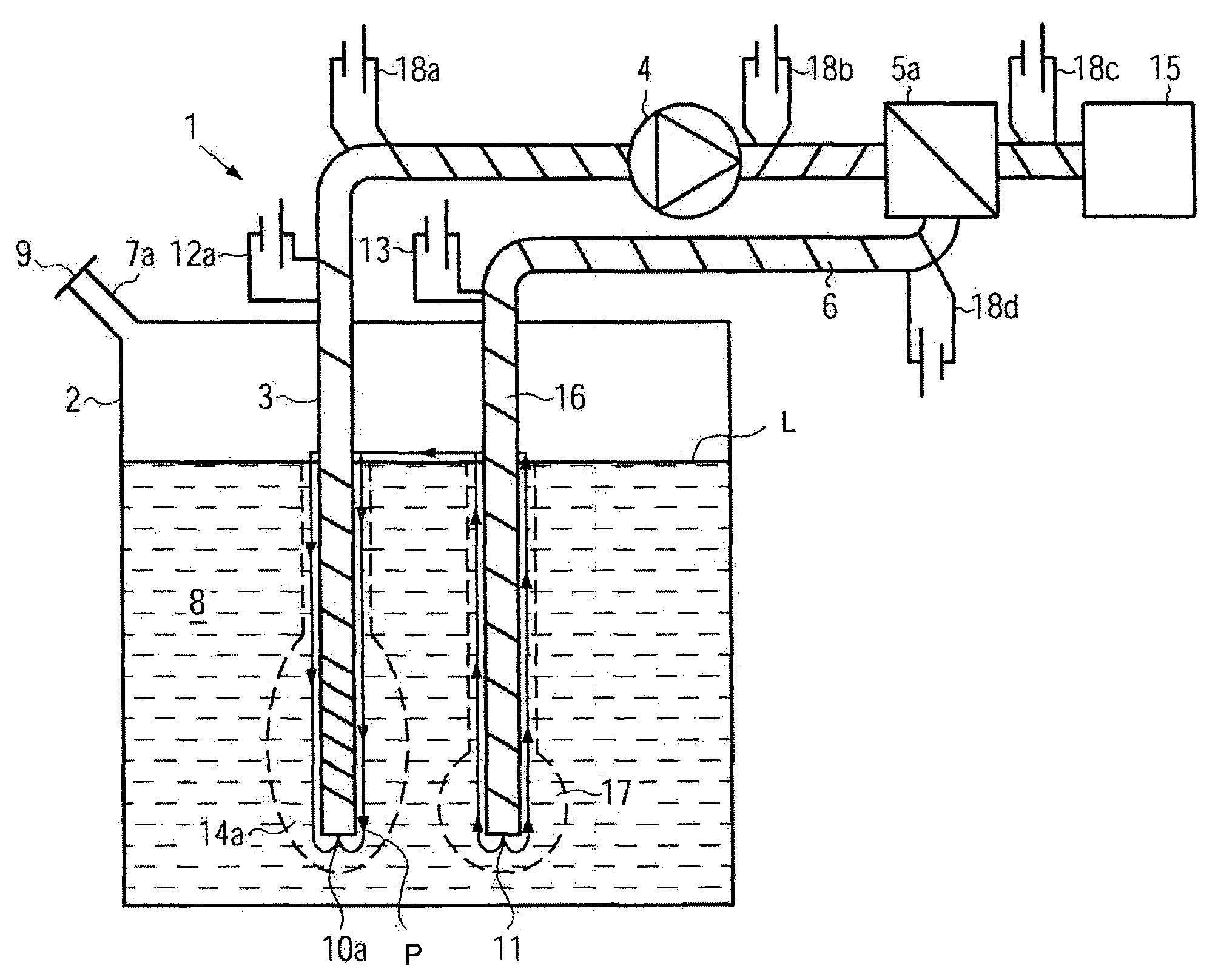 Tank withdrawal system with electric and fluidic heating device