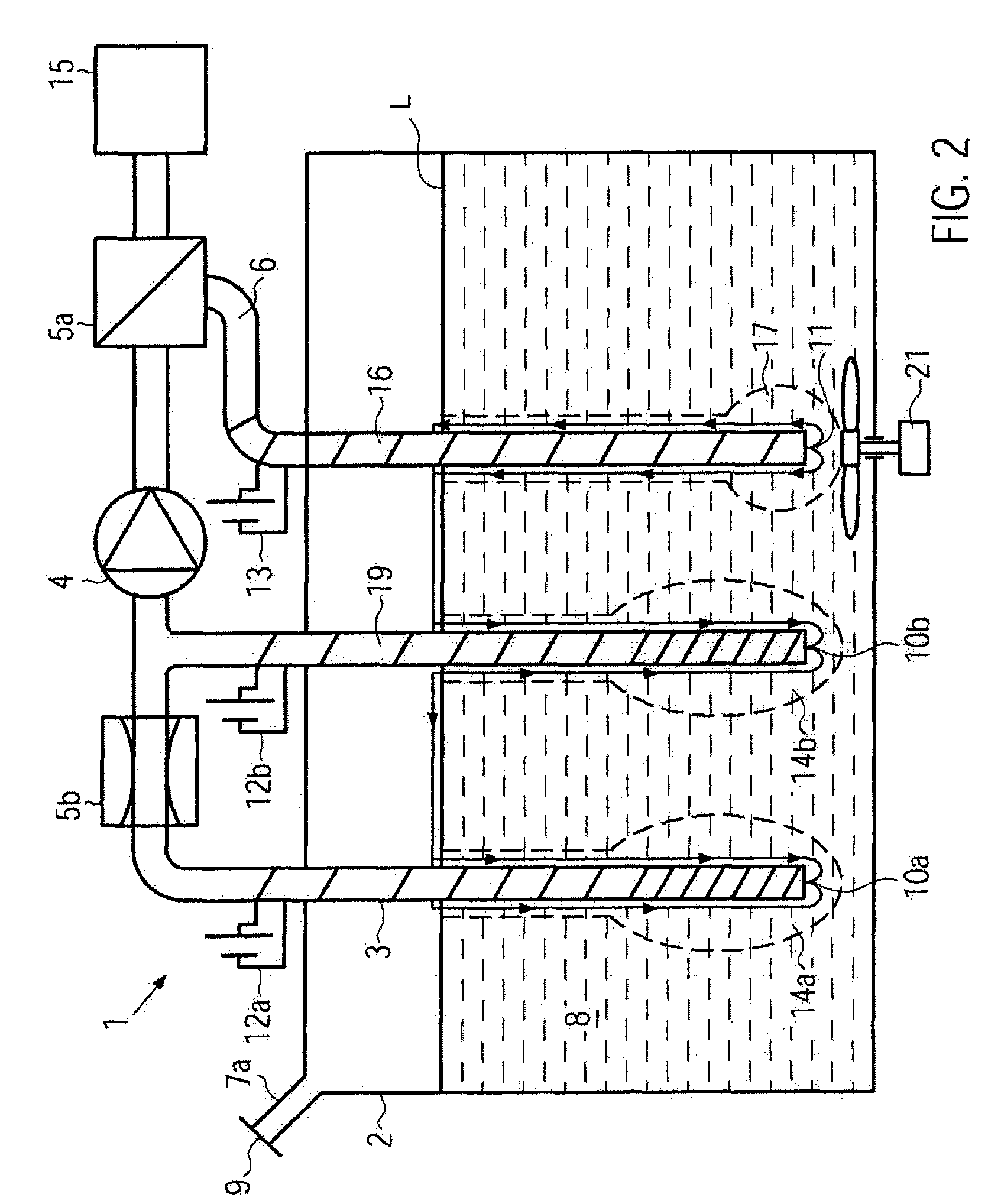 Tank withdrawal system with electric and fluidic heating device