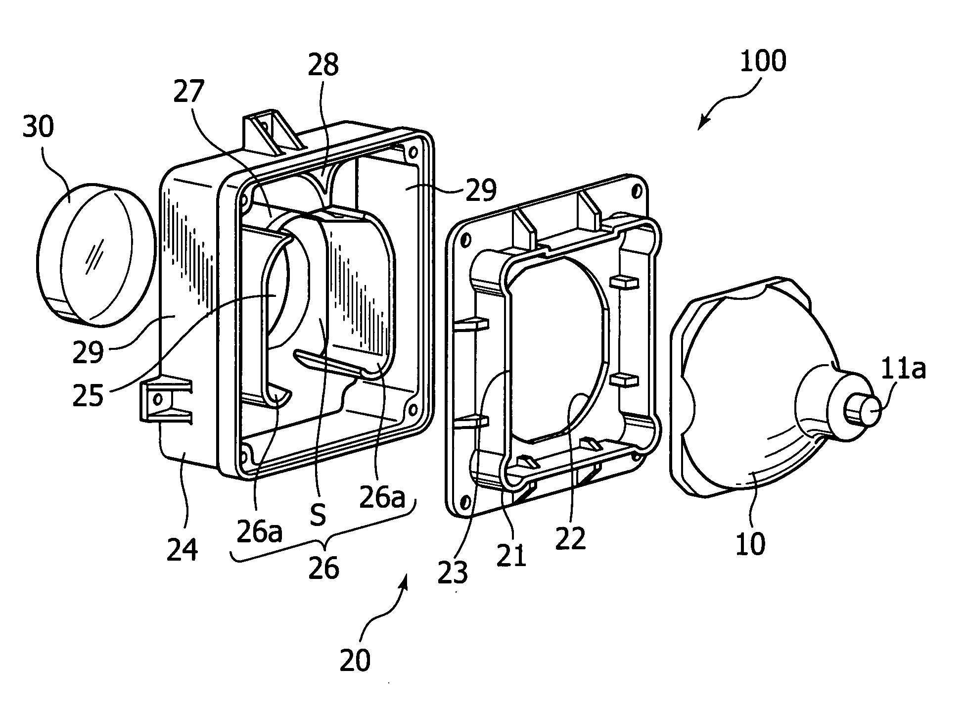 Sealed lamp device and projector