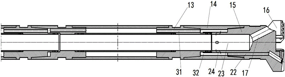 Injection type suction drilling tool for cutting removal of drilling center of weak formation and using method of drilling tool