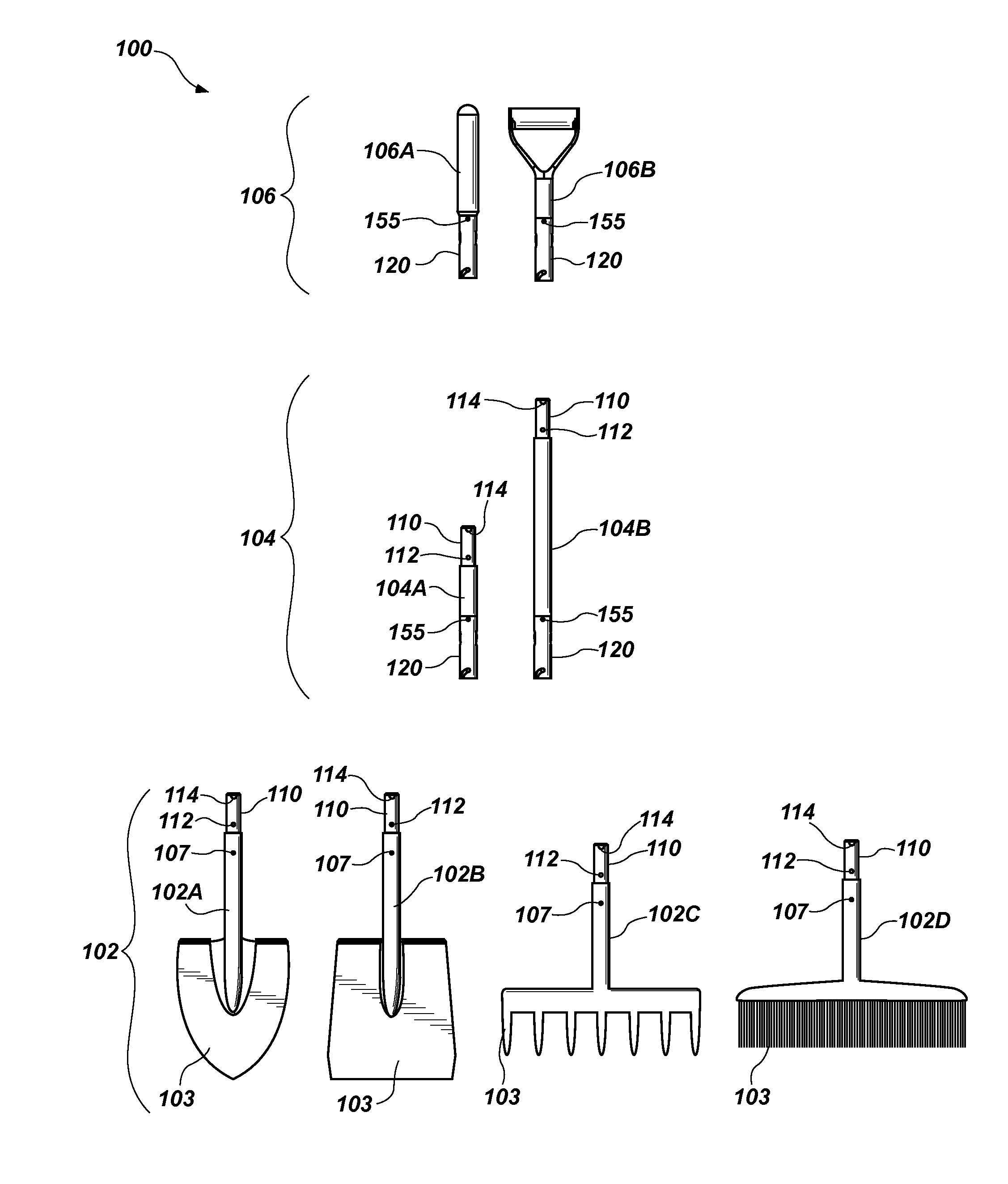 Outdoor tool system with interchangeable modular heads