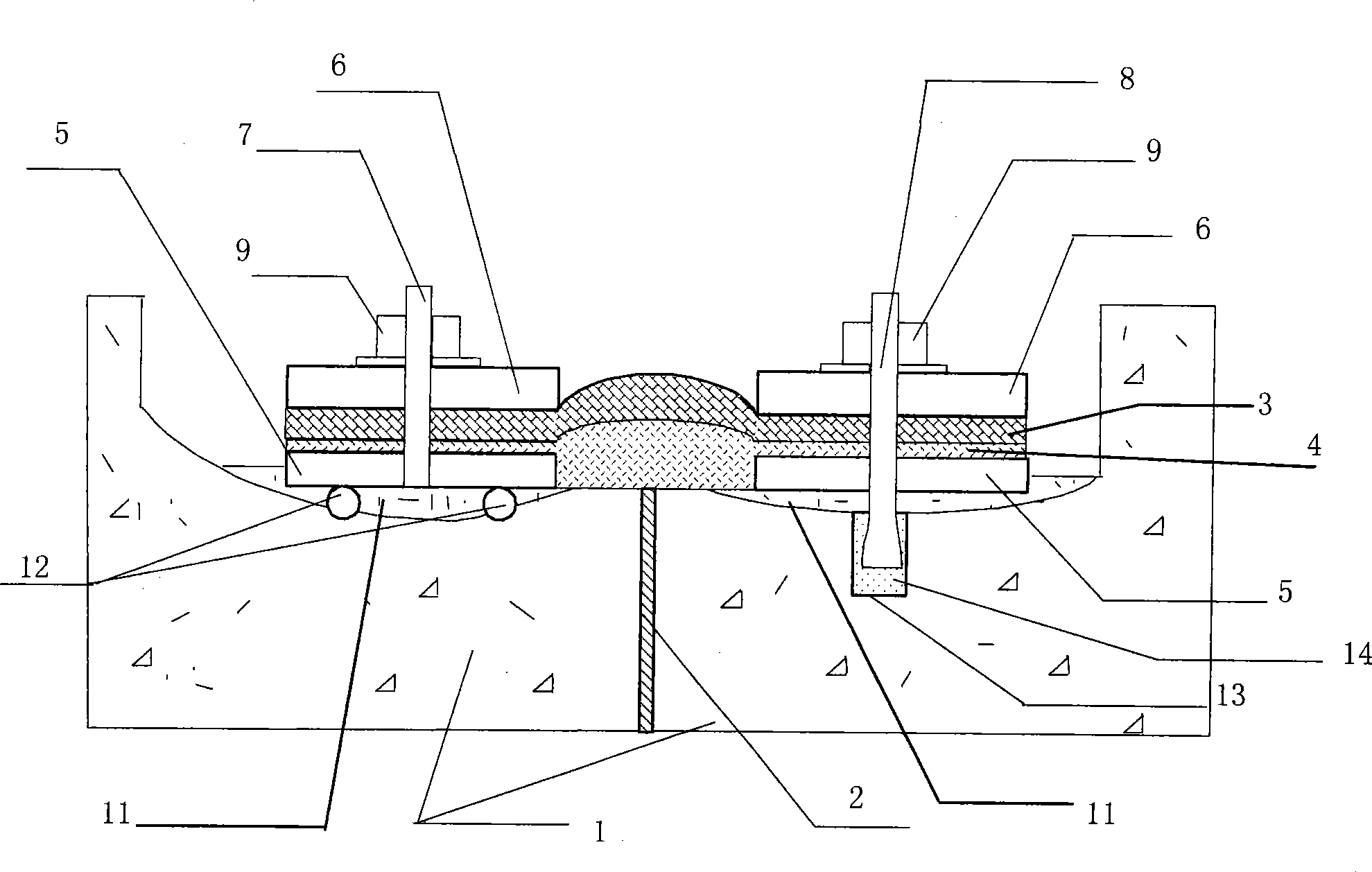 Mounting method with detachable rubber water stop mounted inside