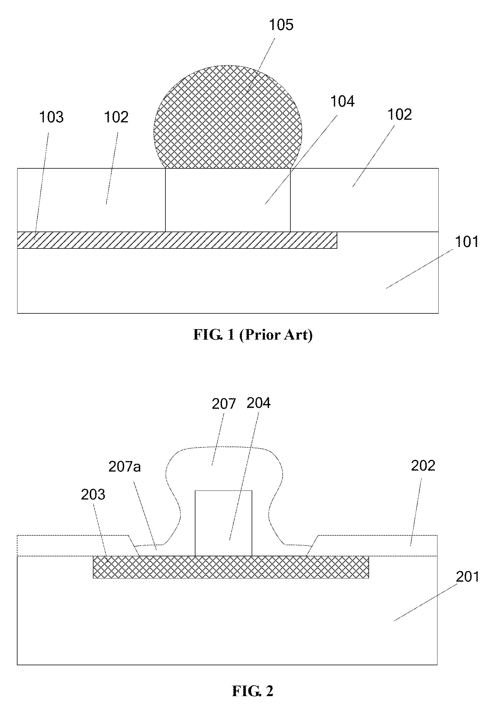 Metal contact for chip packaging structure