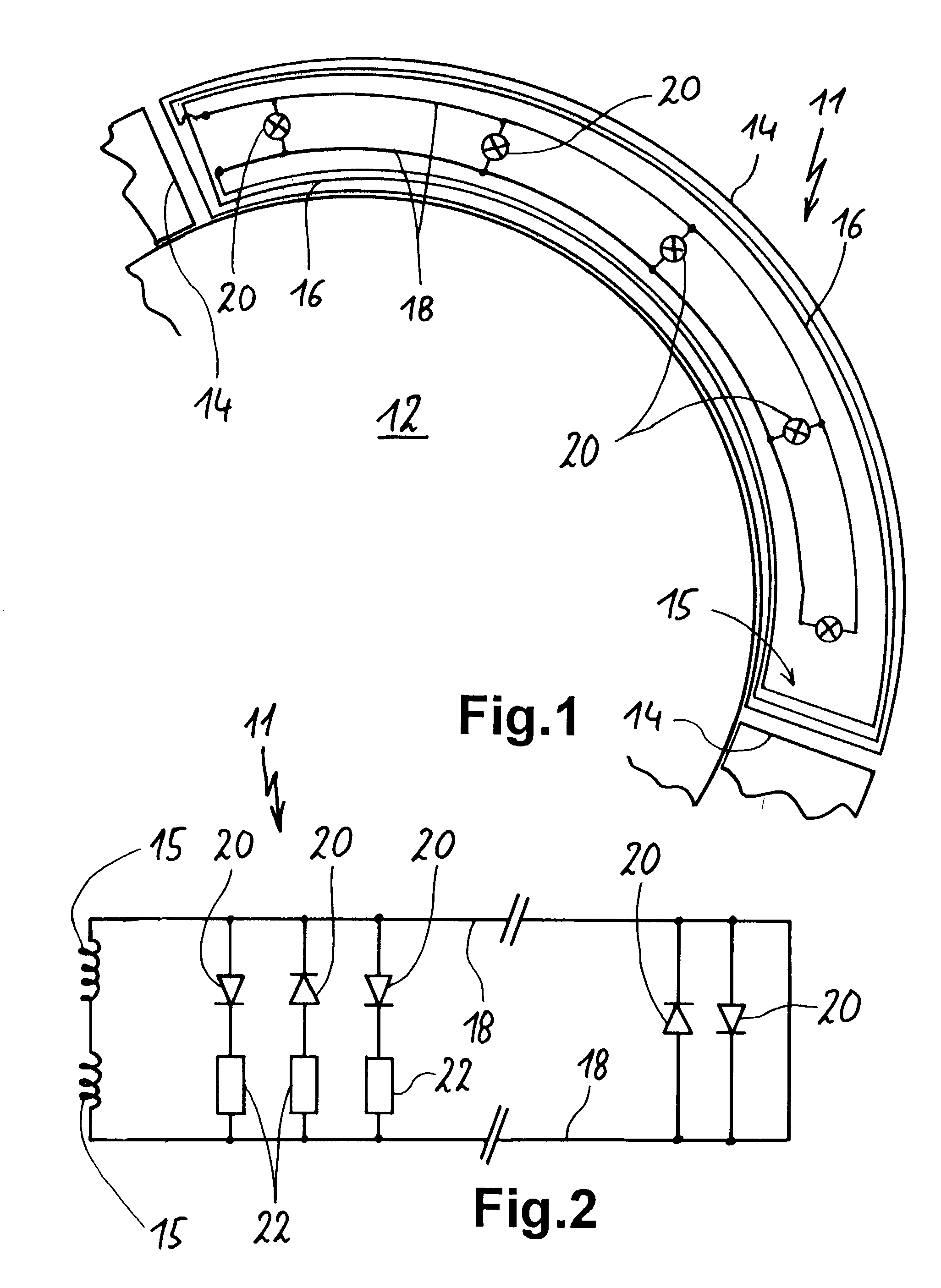 Apparatus for marking the operation of an induction coil by illumination