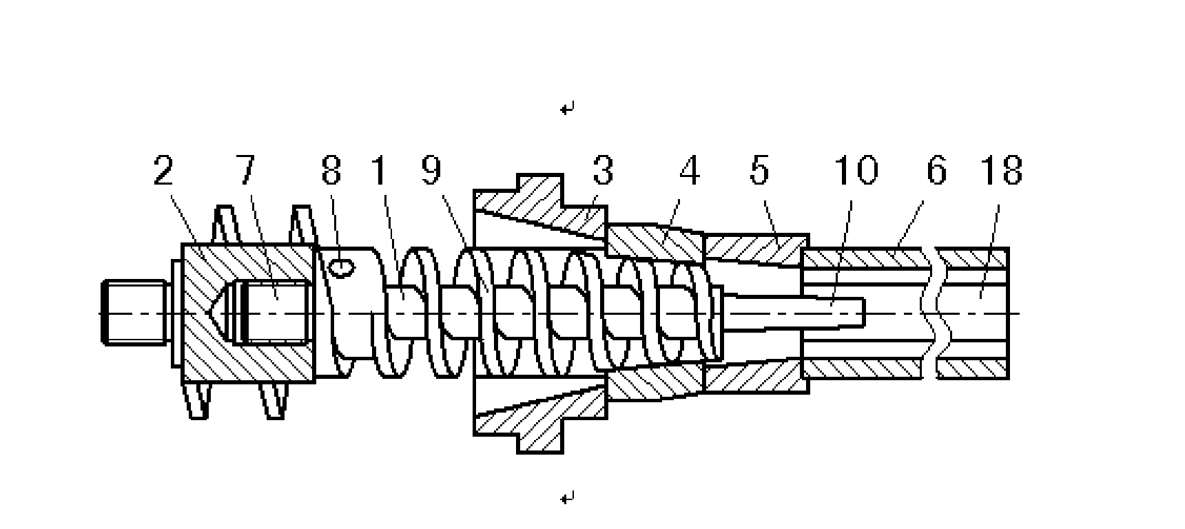 Spiral extrusion method and device for bar-producing machine