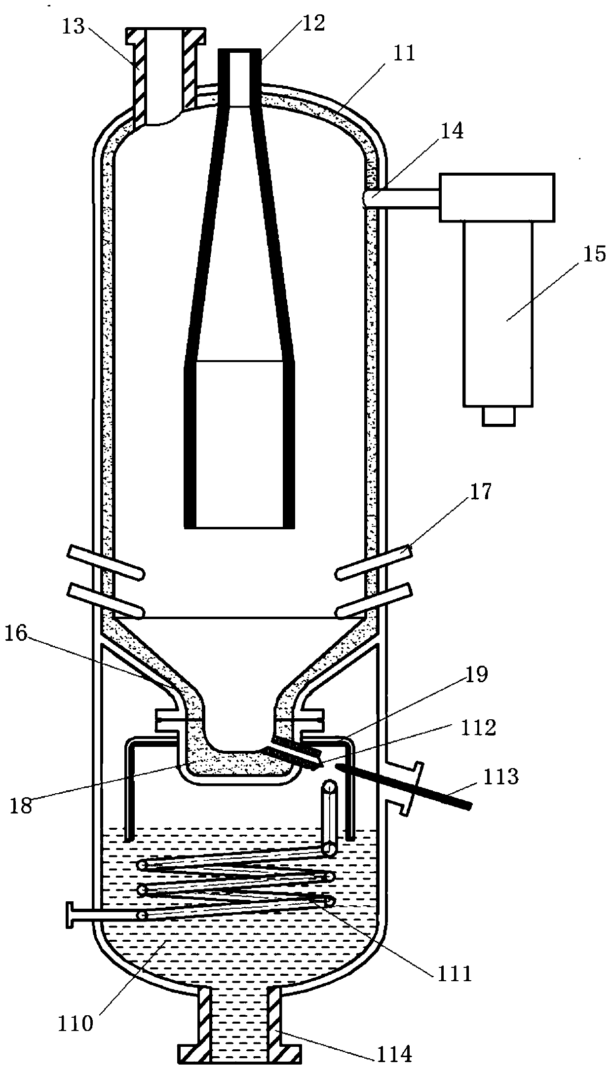 A fixed bed slag gasifier