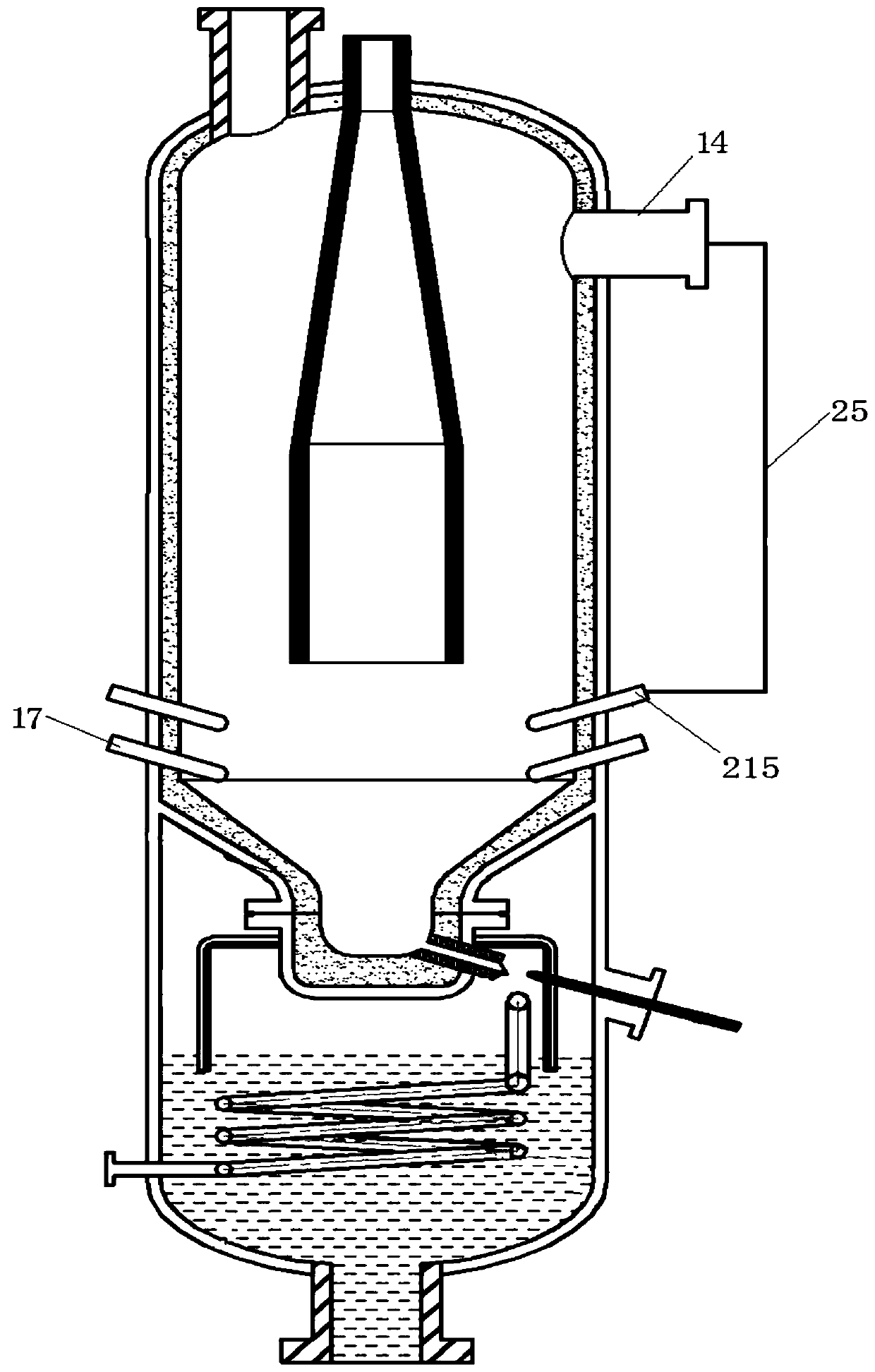 A fixed bed slag gasifier